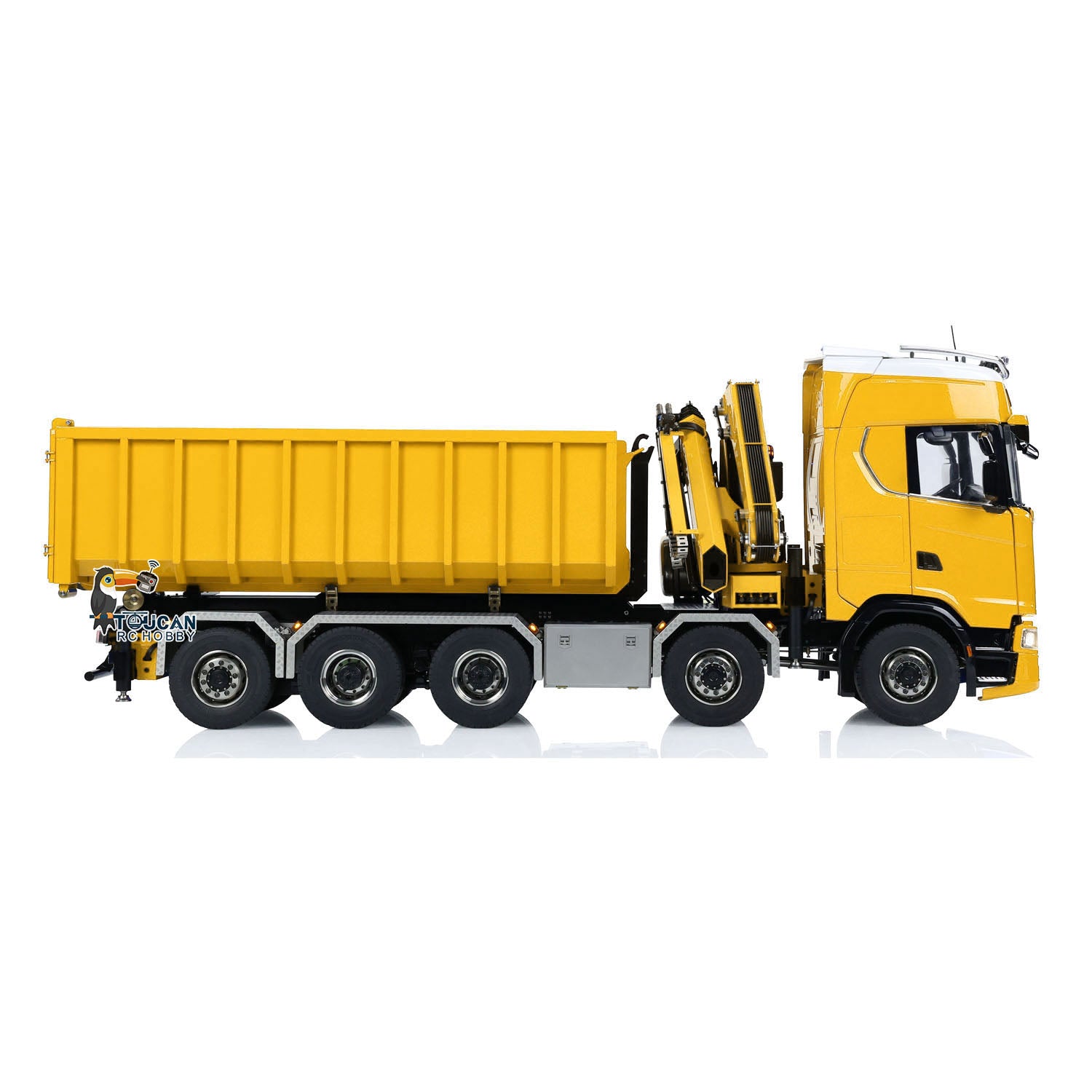 1:14 Scale 770S 5-Axle 10x10 Metal Chassis RC Hydraulic Dump Truck with Remote Control Crane & Roll Off Dumper - Frsky XE Lite RC Construction Vehicle Model for Off-Road Play & Professional Simulation