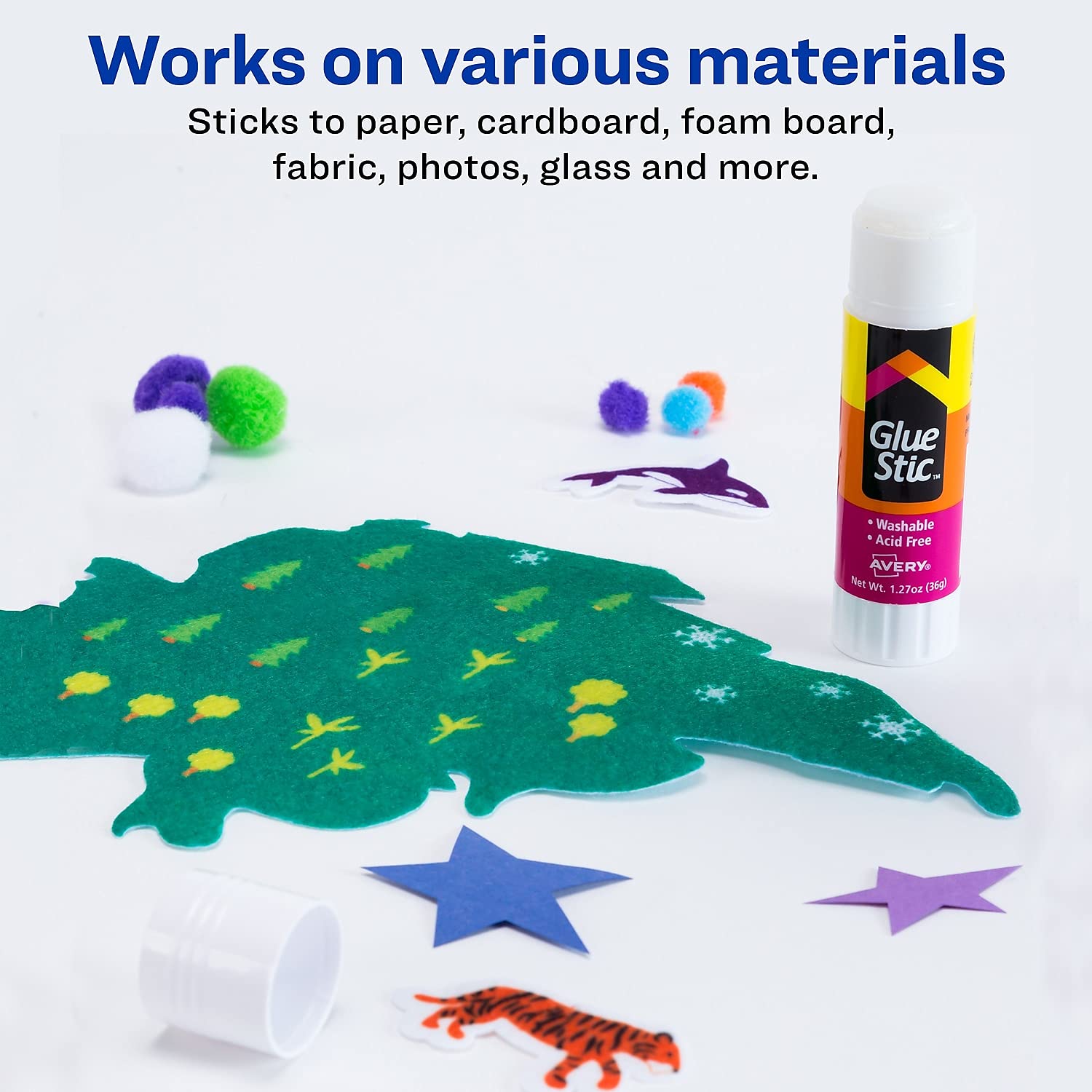 Avery 00196 Permanent Glue Stick - 1.27 oz White Adhesive for Crafts, School Projects & Office Use - Strong Bonding for Paper, Photos & Light Materials