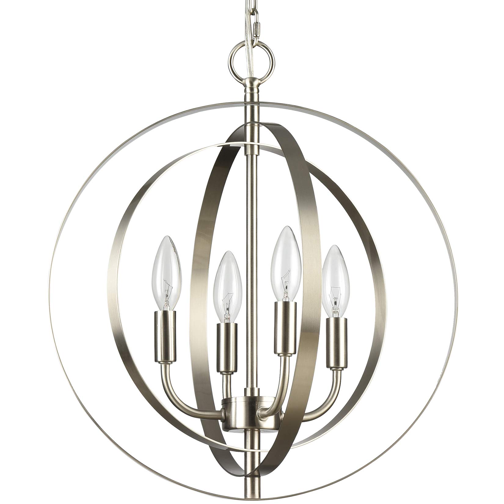 MICSIU Brushed Nickel Spherical Pendant Light Fixture - Modern 4-Light Dimmable Chandelier with Glass Shades - Hanging Ceiling Lighting for Living Room, Dining Room, Kitchen, Foyer, Hallway, Entryway - Perfect for Home Decor, Interior Design and Ambient Lighting