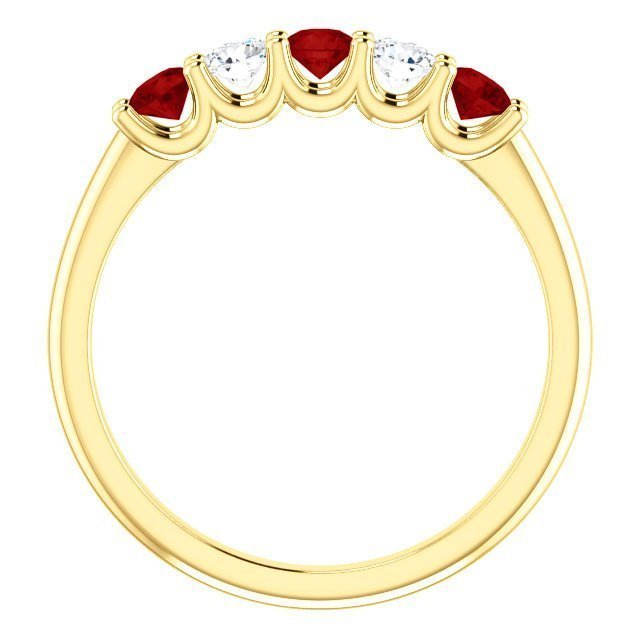 14Kt Gold 0.48 CTW Ruby & 0.20 CTW Diamond 5-Stone Ring Band - Elegant Wedding, Anniversary or Gift Jewelry for Women