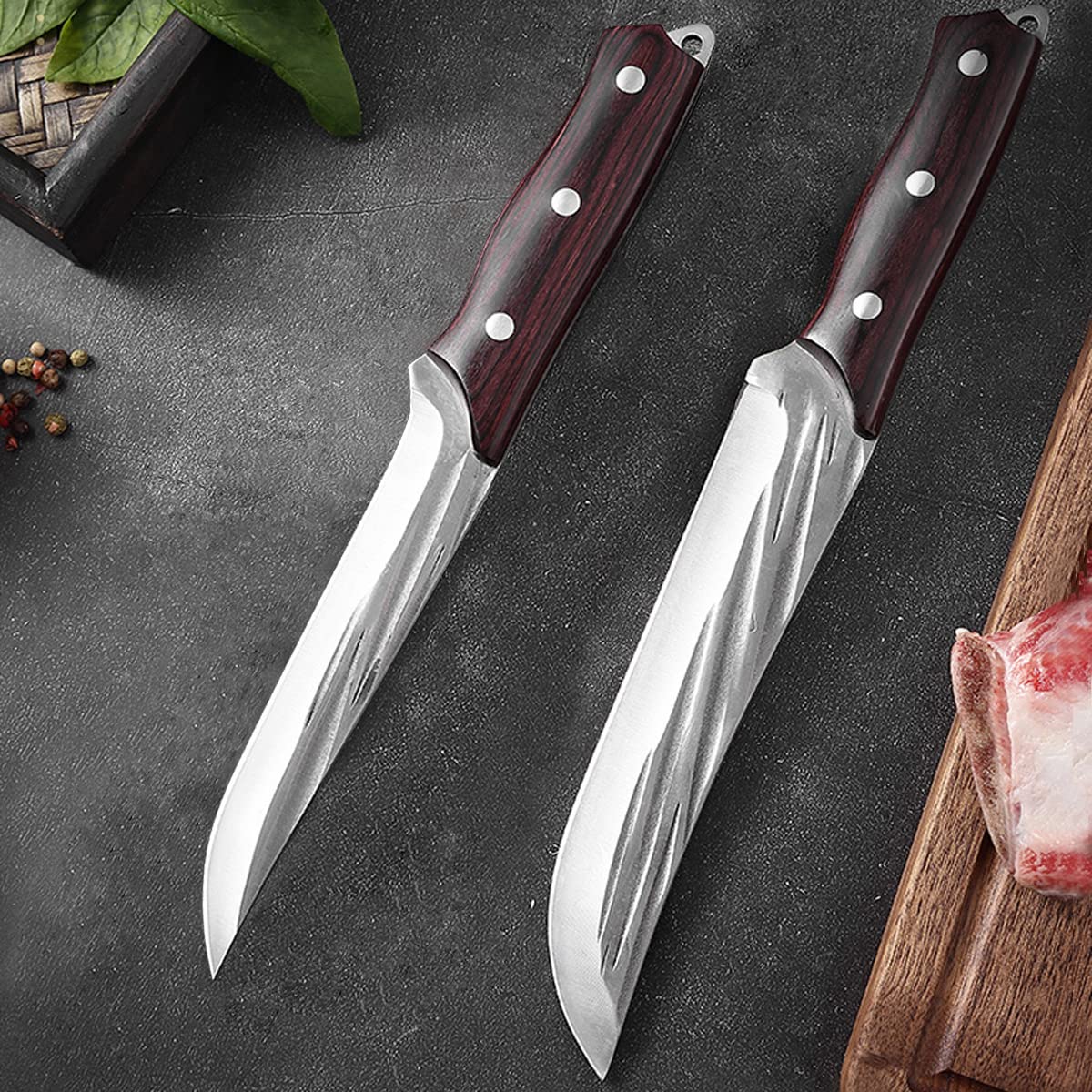 Premium High Carbon Stainless Steel Chef Knife & Boning Knife Set - Professional Kitchen Knives with Ergonomic Handle for Slicing, Carving & Deboning - Perfect for Home Chefs, Butchers & Culinary Enthusiasts