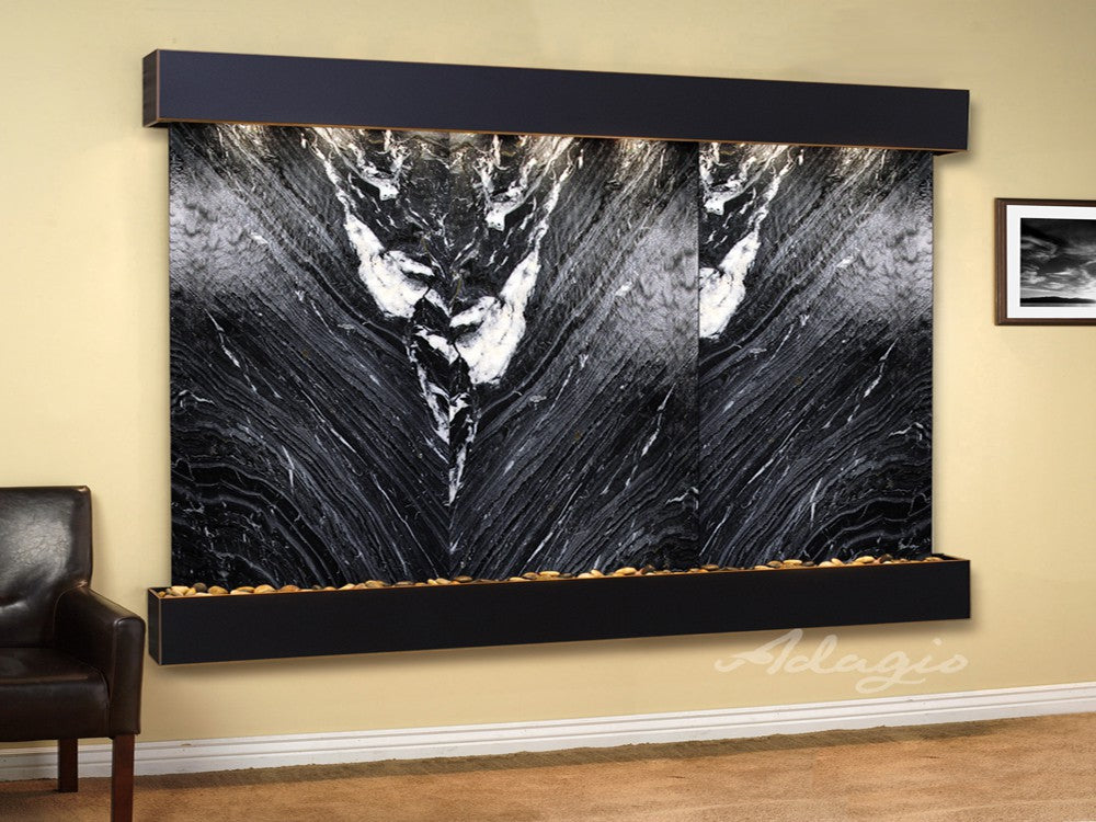 Adagio Solitude River Square Blackened Copper Black Marble SRS1507 - Elegant Home Decor for Living Room, Office & Dining Table Centerpiece
