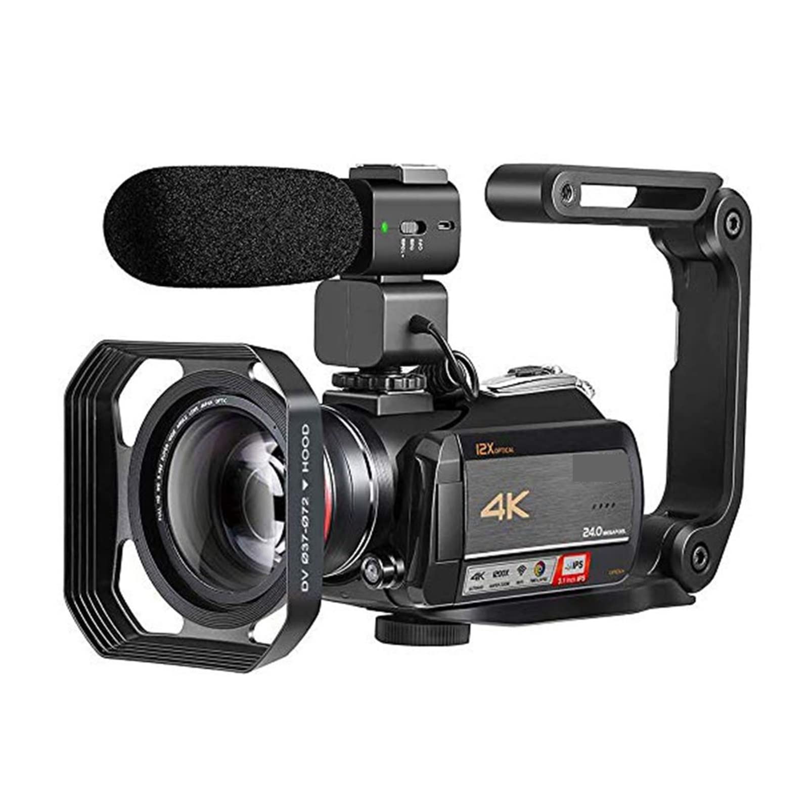 BODORME 4K Professional Video Camera with 12X Optical Zoom - HD Camcorder for Blogging, Live Streaming & Filming (Bundle B) | Perfect for Vlogging, YouTube Content Creation & Home Movies