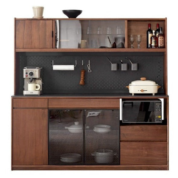 70.9x15.7x73.2 inch / 180x40x186.5сm / Rich Dark Walnut color / Black Walnut sideboard + upper shelf