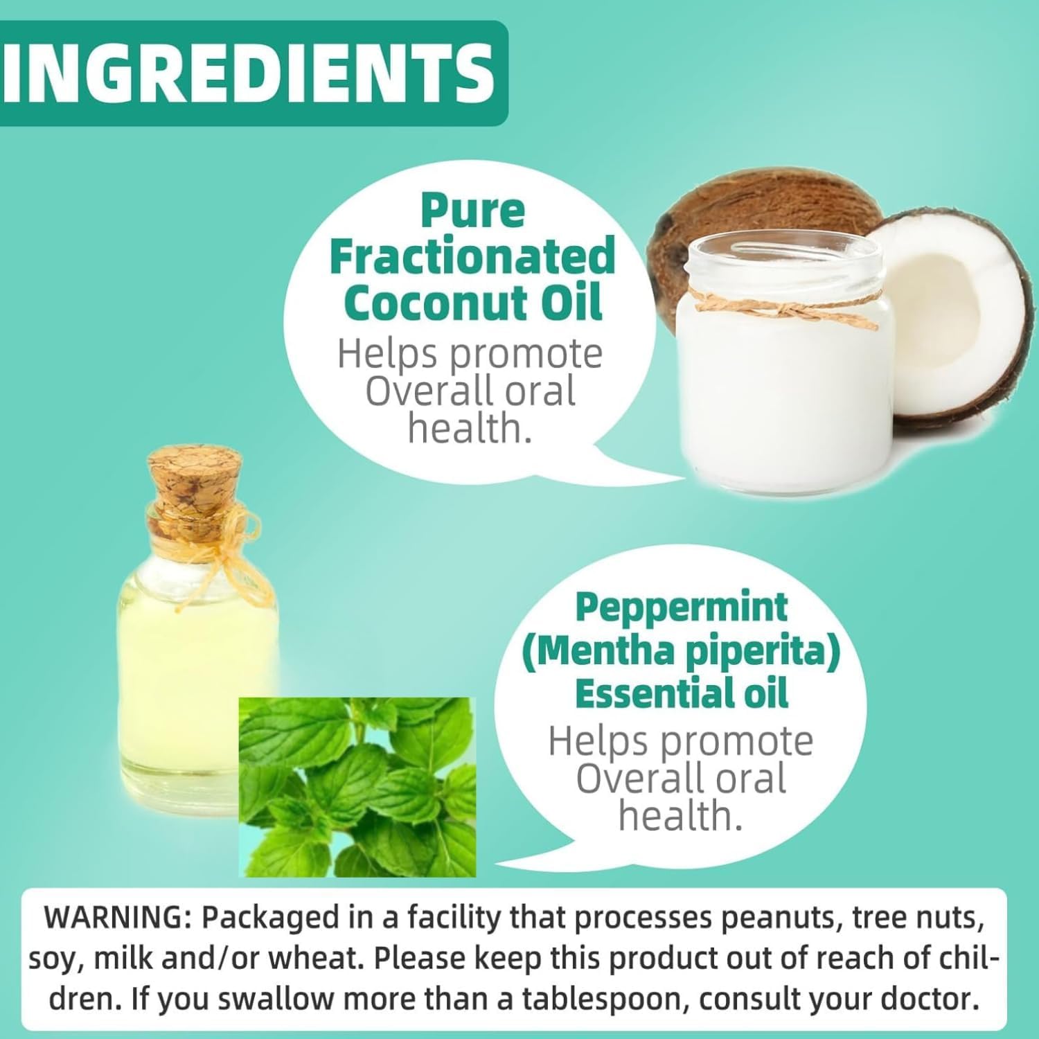 Organic Coconut Oil Pulling for Fresh Breath & Oral Hygiene - Natural Teeth Whitening, Healthy Gums Support with Tongue Scraper - 8 fl oz - Perfect for Morning Routine & Ayurvedic Dental Care