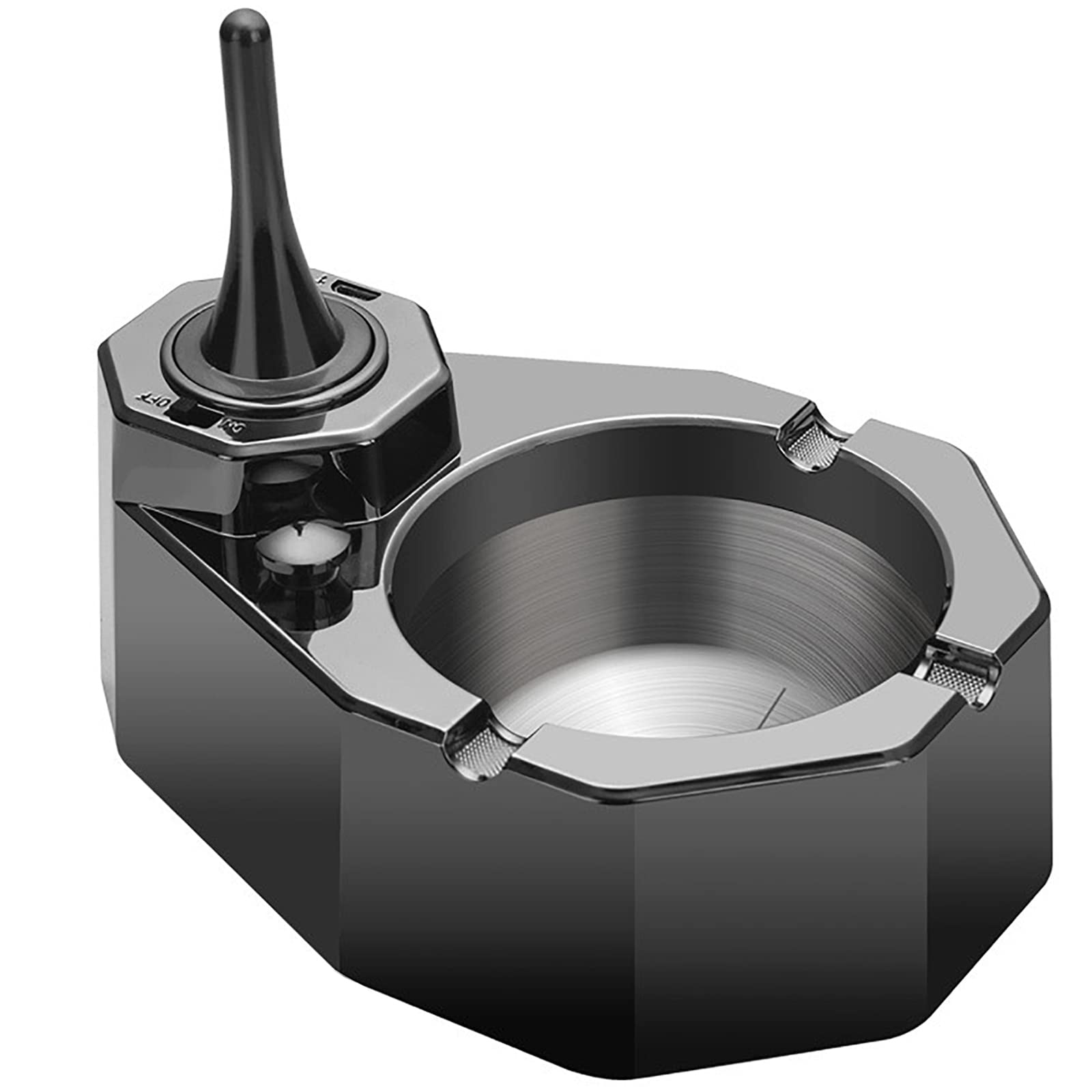 Vintage Metal Ashtray & Refillable Kerosene Lighter Combo for Office/Home - Smoking Essentials
