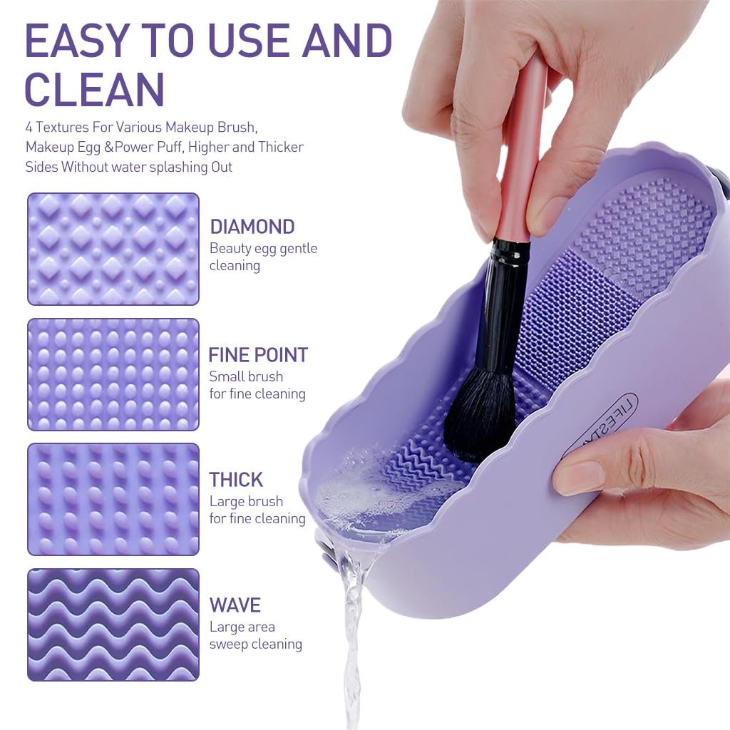 ZIBUYU® Double-Sided Silicone Makeup Brush Cleaner & Drying Rack – Multifunctional Makeup Brush Cleaning Basket for Deep Cleaning & Air Drying – Perfect for Home, Salon, and Travel Makeup Brush Care