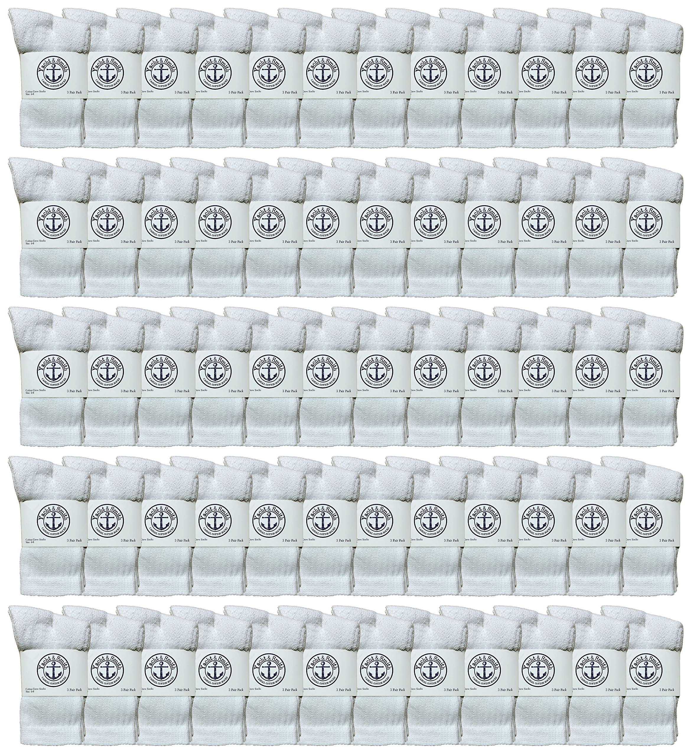 120 Pairs Yacht & Smith Kids Crew Socks Bulk - Soft Cotton Casual Socks for Boys & Girls (Size 4-6) - Perfect for School, Sports & Everyday Wear
