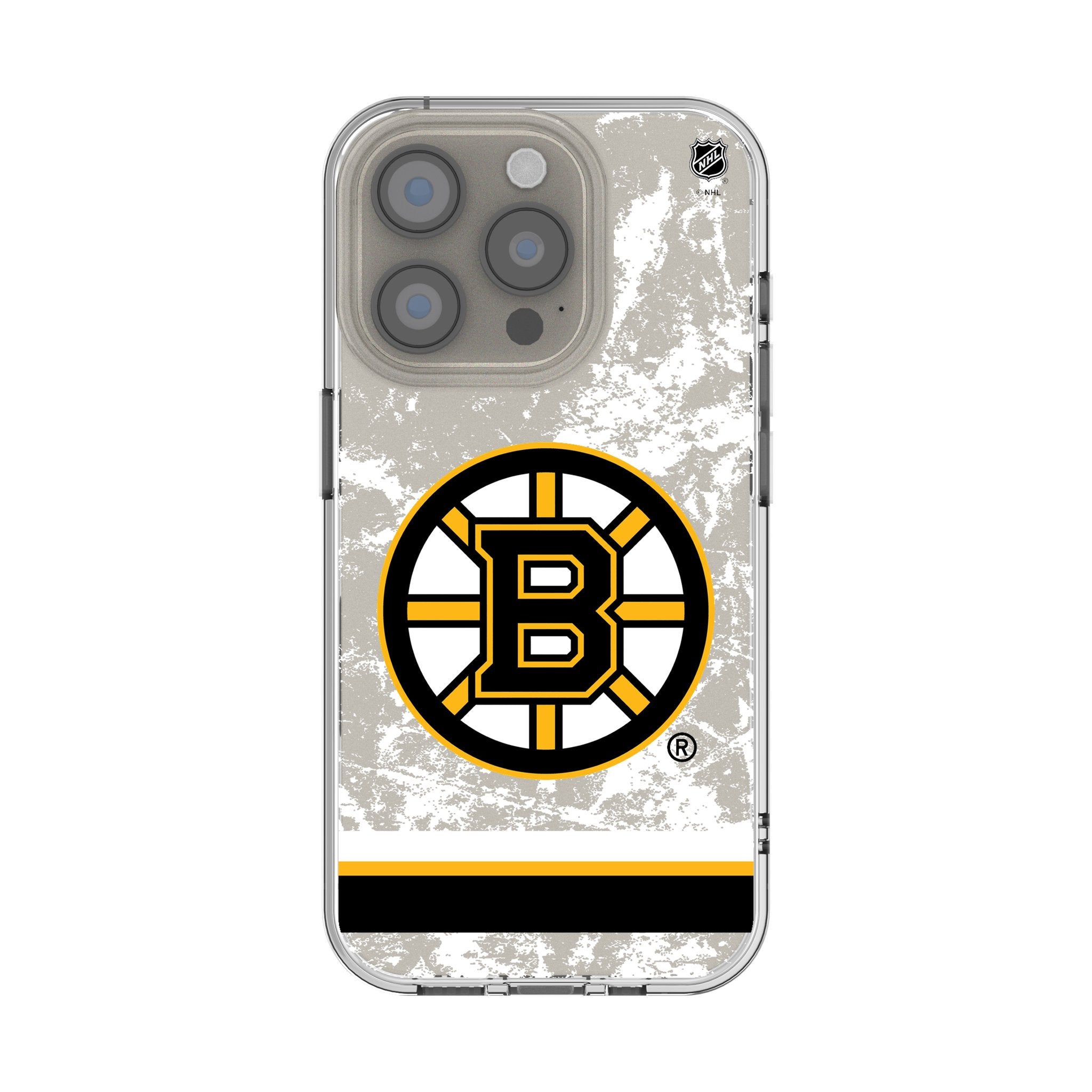 Boston Bruins Ice Stripe Clear Phone Case for iPhone 14/13/12/11 Pro Max - Shatterproof Protective Cover with Team Logo - Perfect for Hockey Fans & Game Day Accessories