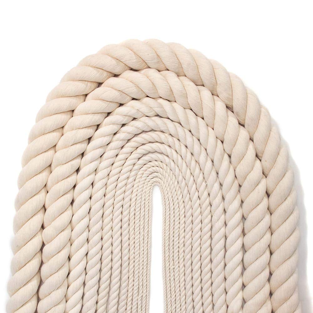 Paracord Planet Twisted Cotton Rope - 100% Natural Biodegradable Macrame Cord - High Strength & Durable Cotton String for DIY Crafts, Plant Hangers, Home Decor - Perfect for Bohemian Wall Hangings and Outdoor Projects