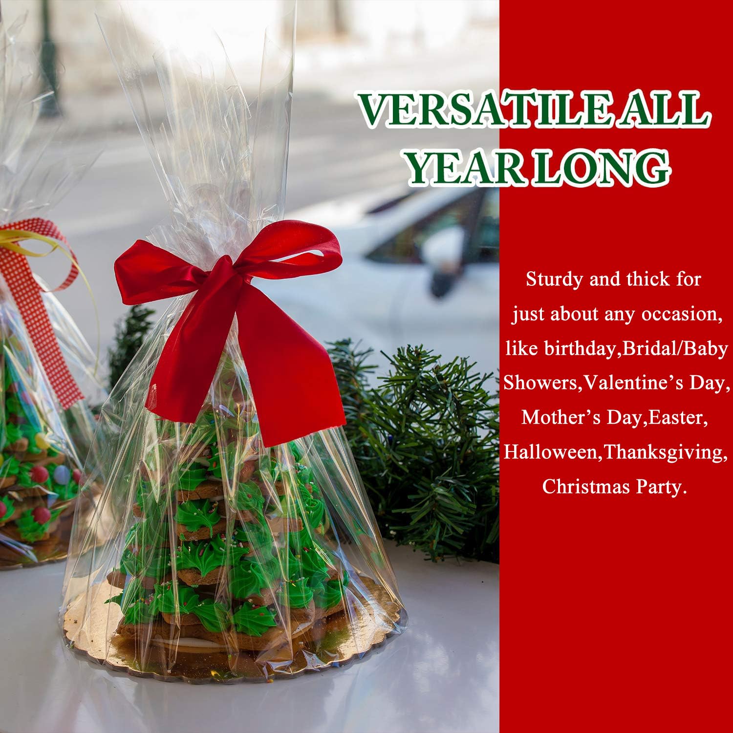 Morepack 200 PCS Clear Cellophane Treat Bags with Twist Ties - 7