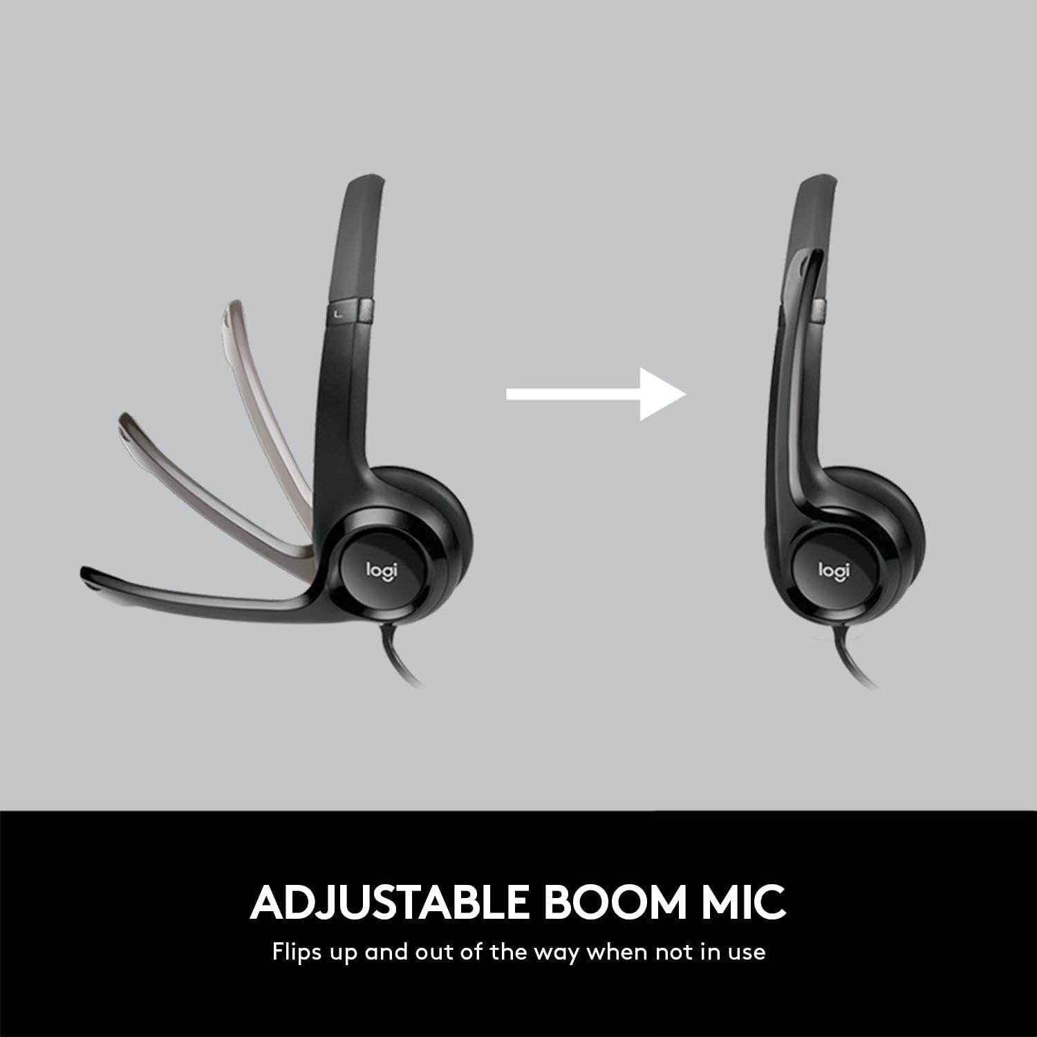 Logitech H390 USB Wired Headset with Noise Cancelling Microphone for PC & Laptop - Stereo Sound, In-Line Volume Control, Comfortable Ear Cushions (Black, Bulk Packaging) - Perfect for Office Work, Online Meetings & Gaming
