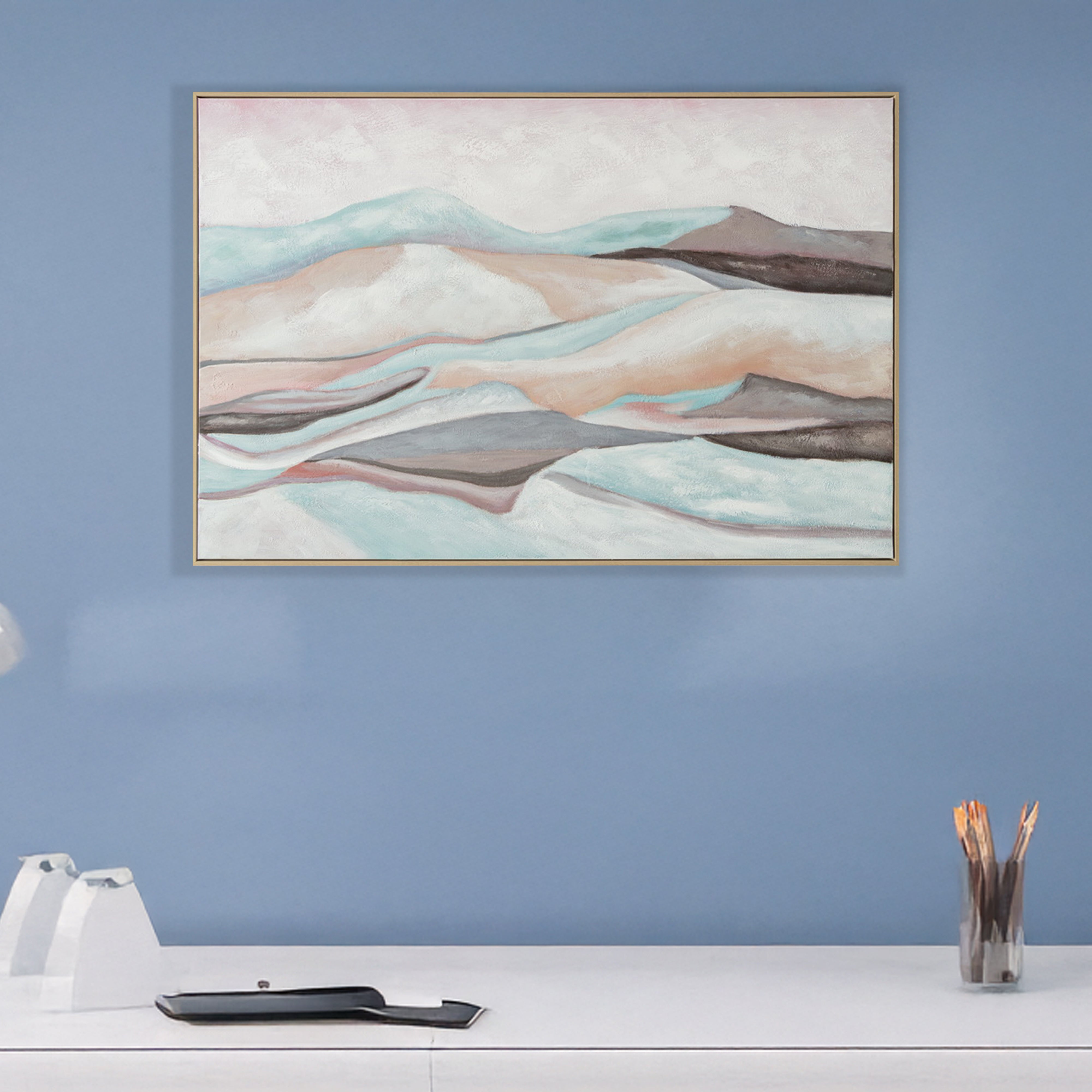 Urban Style Brushmarks Oil Painting Textured Mountain Landscape Wall Art - Perfect for Living Room, Bedroom & Office Decor