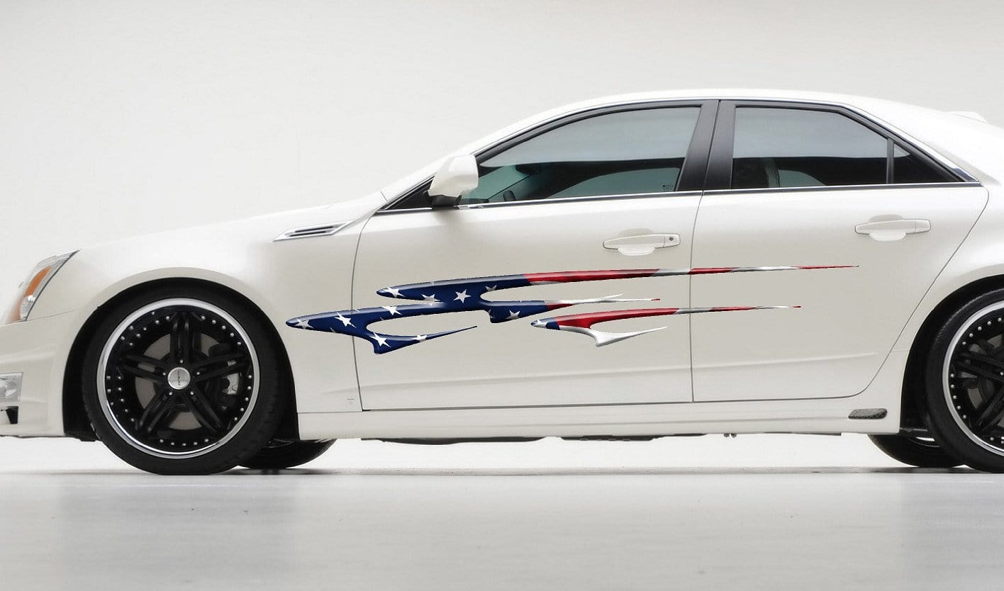 American Flag Stripes Car Decals - Patriotic Vinyl Stickers for Vehicles, Windows & Laptops - 50% Off Clearance Sale - Perfect for 4th of July, Veterans Day & Car Enthusiasts