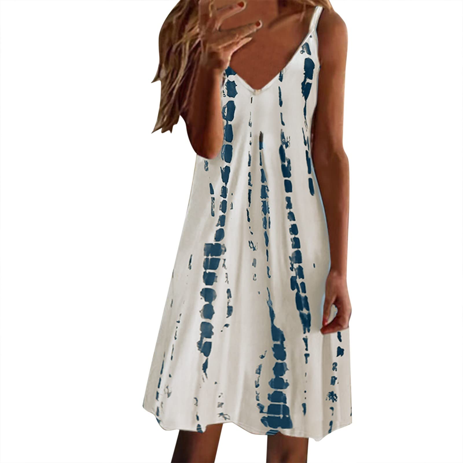 Women's Casual Summer T-Shirt Dress - A-Line Spaghetti Strap Beach Cover Up Dress in White | Perfect for Beach Outings, Vacations & Everyday Wear
