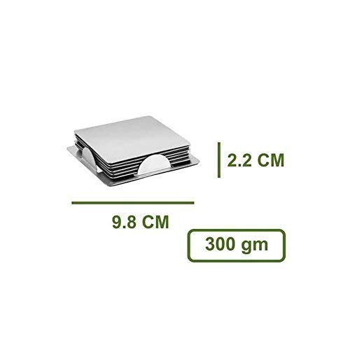 Premium Stainless Steel Square Coaster Set - 6-Piece Kitchen, Dining, & Office Drink Coasters with Stand - Perfect for Hot & Cold Beverages, Home Decor, and Table Protection