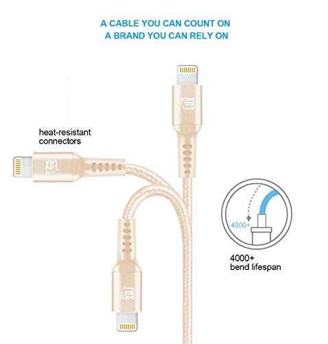MFi Certified iPhone Charger Lightning Cable - 6ft Durable Braided USB Cord for iPhone 14/13/12/11/X/8 & iPad - Fast Charging & Data Sync - Perfect for Home, Office & Travel Use