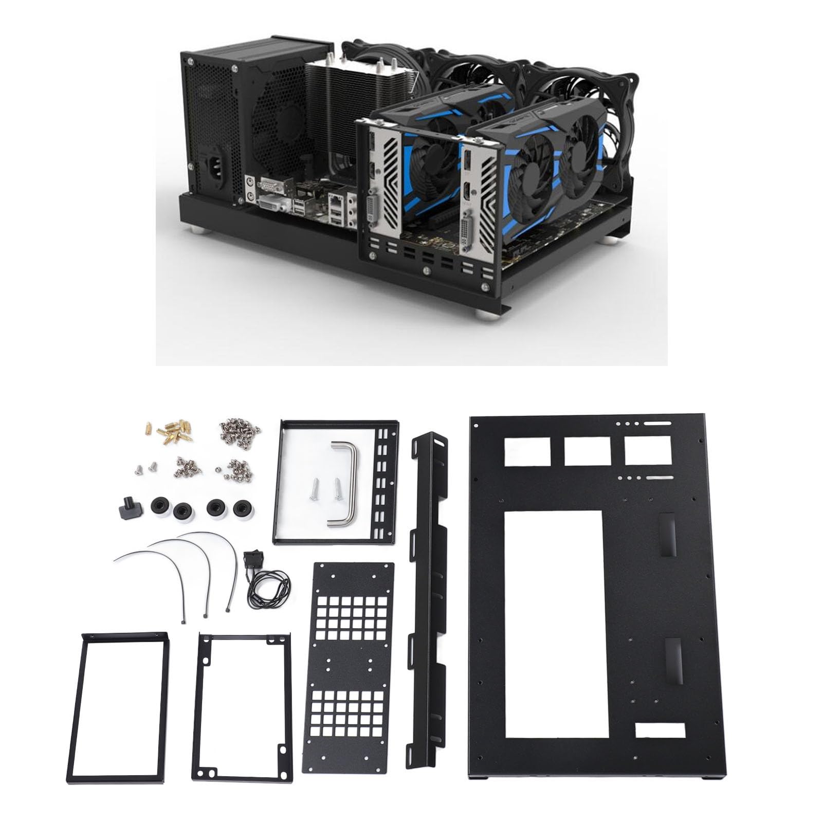 DIY Computer Motherboard Case Rack with Handle - Open Chassis PC Case for Enhanced Heat Dissipation - Perfect for PC Builders, Repair Shops & Tech Enthusiasts