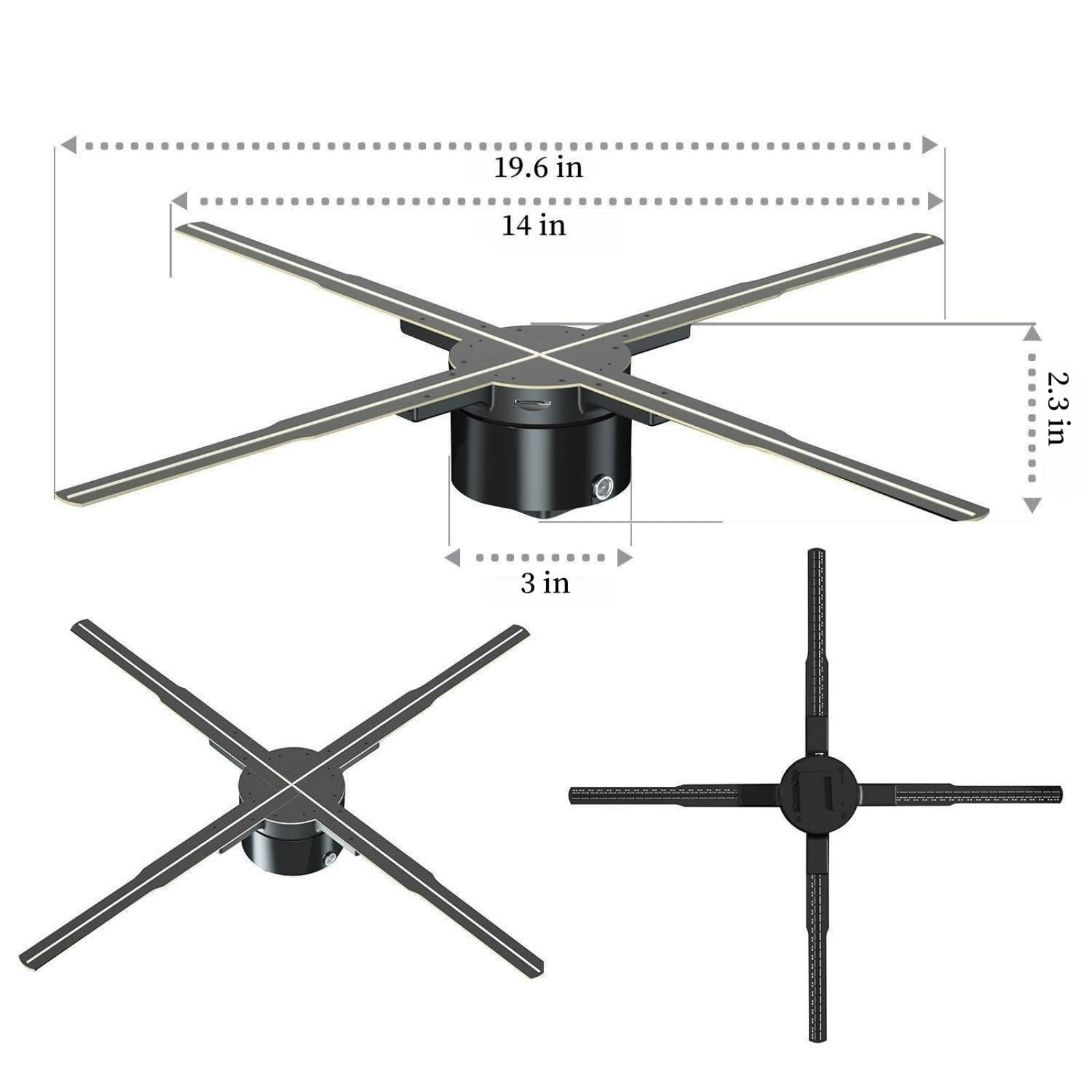 3D Hologram Fan - 19.6 Inch HD LED Holographic Display with 2000x1080PX Resolution, 576 LED Beads, APP+Bluetooth+WiFi Control (16GB) - Perfect for Retail Stores, Trade Shows, and Nightclub Advertising