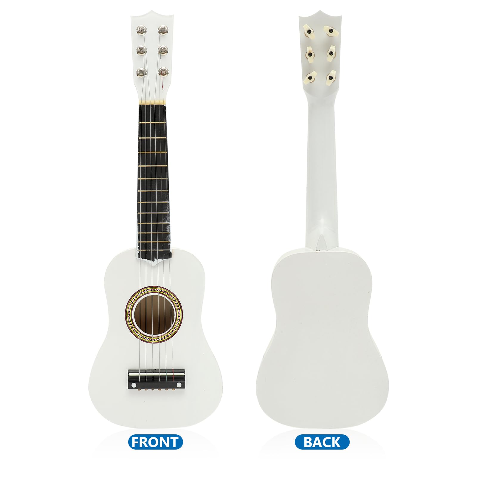 FOMIYES 21 Inch Acoustic Guitar for Kids - Mini Wooden Travel Guitar for Beginners, Children's Musical Instrument with Strings (White) - Perfect for Home Practice, Travel & Early Music Education