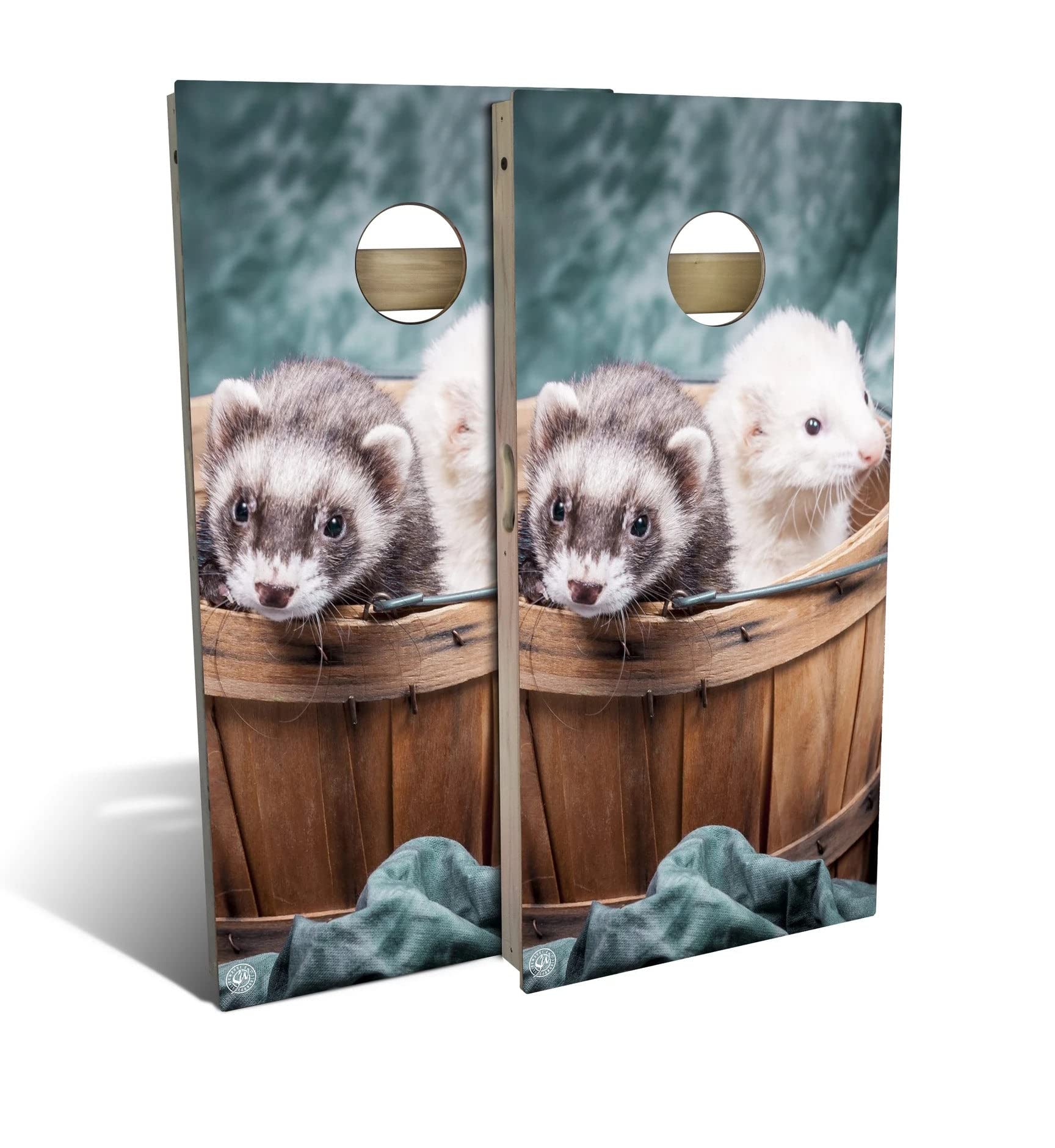 Skip's Garage Ferret Cornhole Board Set - Regulation Size Bean Bag Toss Game with 2 Boards & 8 Bags - Perfect for Backyard Parties, Tailgating, and Outdoor Family Fun