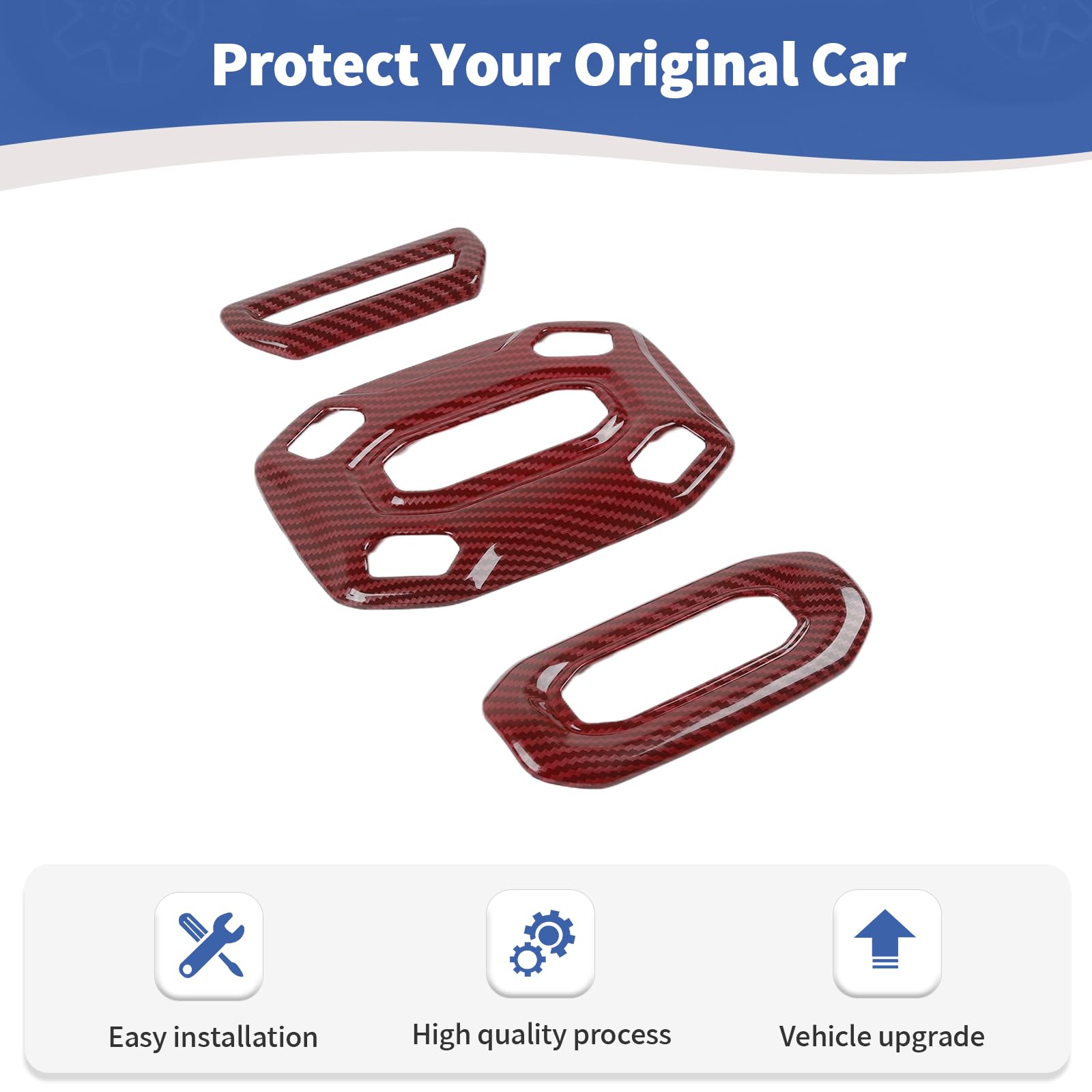 RT-TCZ Red Carbon Fiber Dome Light Cover Trim for Jeep Wrangler JL & Gladiator JT (2018-2023) - Interior Accessories 3pcs - Upgrade Your Jeep's Interior Style for Off-Road Adventures & Daily Driving