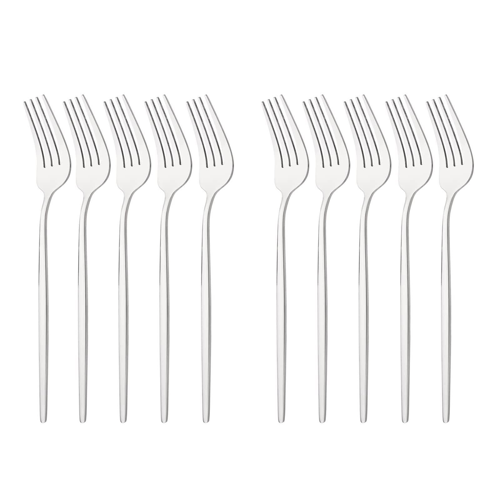 10-Piece Stainless Steel Salad Fork Set - 7.48 Inch Appetizer & Dessert Forks, Durable Silver Flatware for Parties, Picnics & Fine Dining