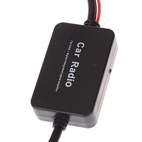 Universal Car Stereo FM Radio Antenna Signal Booster Amplifier - 12V Power Supply with DIN Plug Connector - Enhances Reception for Vehicle, Truck & SUV Audio Systems - Perfect for Road Trips & Remote Areas with Weak Signals