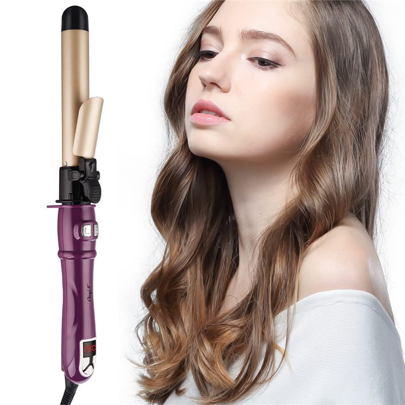 Auto Rotating Hair Curler Wand - Upgraded Professional Curling Iron for All Hair Types with Hair Clips & Cleaning Tool (Red) | Create Perfect Curls & Waves for Home, Salon, or Special Occasions