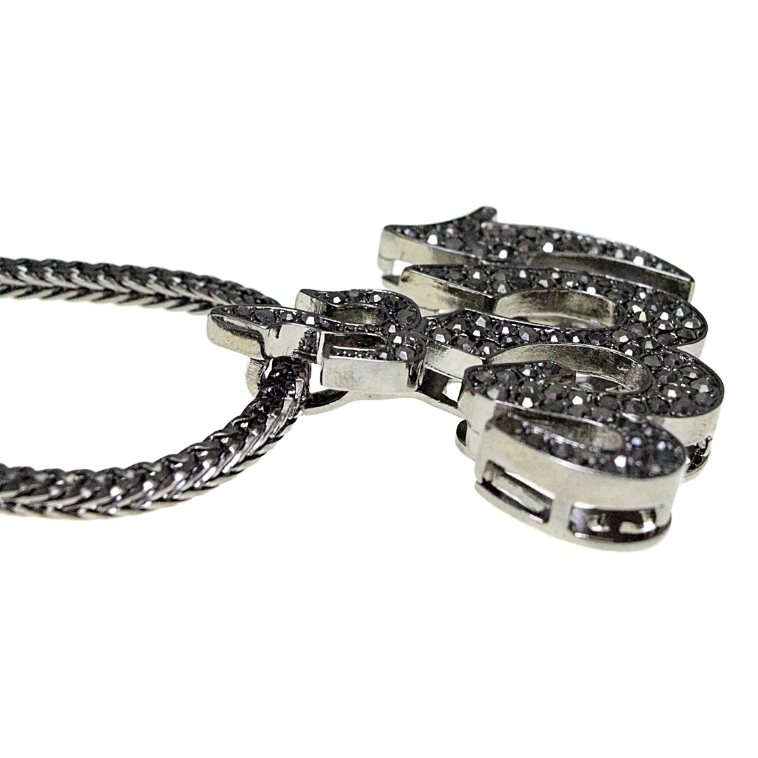 Allah Islamic Pendant Necklace - 36 Inch Franco Chain with Hematite & Iced Out Design for Muslim Men | Perfect for Eid, Ramadan & Religious Occasions