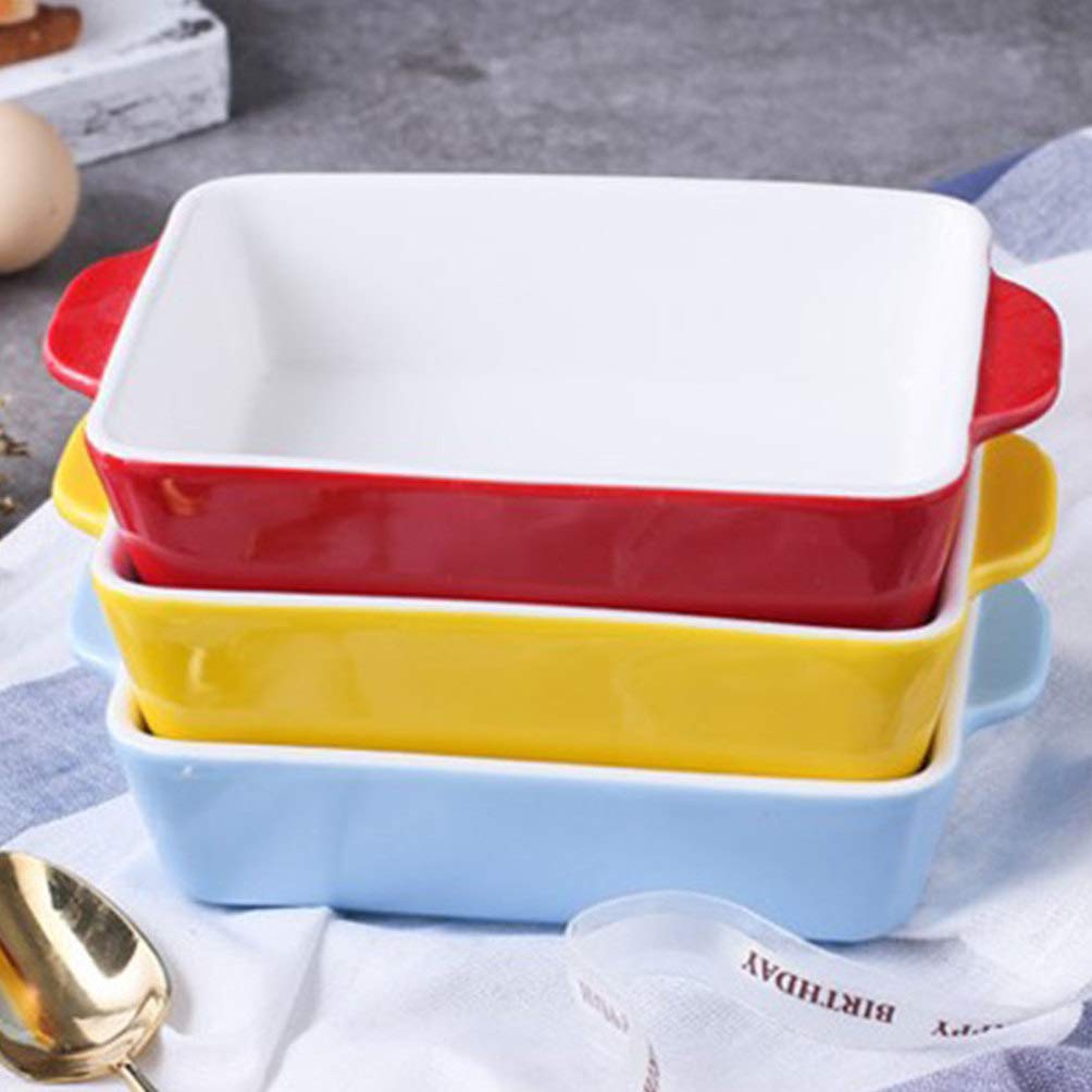 Nonstick Ceramic Baking Pan with Handle - Rectangular Casserole Dish for Oven & Microwave, Pink Ceramic Bakeware - Perfect for Casseroles, Lasagna & Brownies