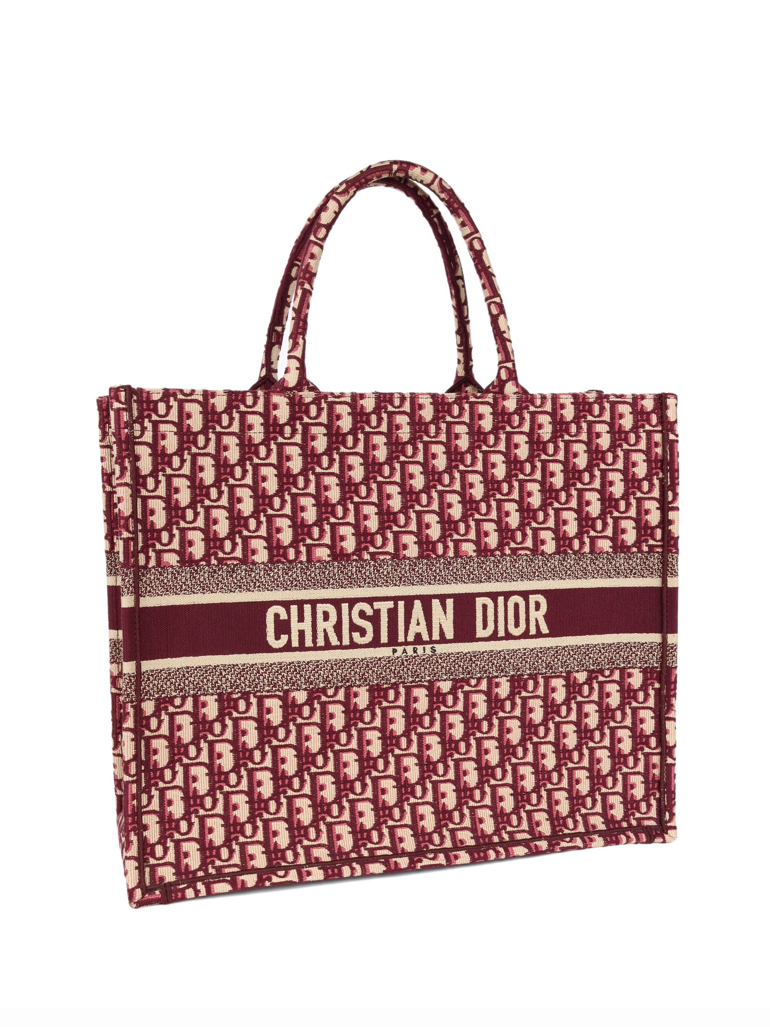 Dior Large Burgundy Oblique Book Tote Bag - Luxury Designer Handbag for Women, Perfect for Work, Travel & Everyday Use