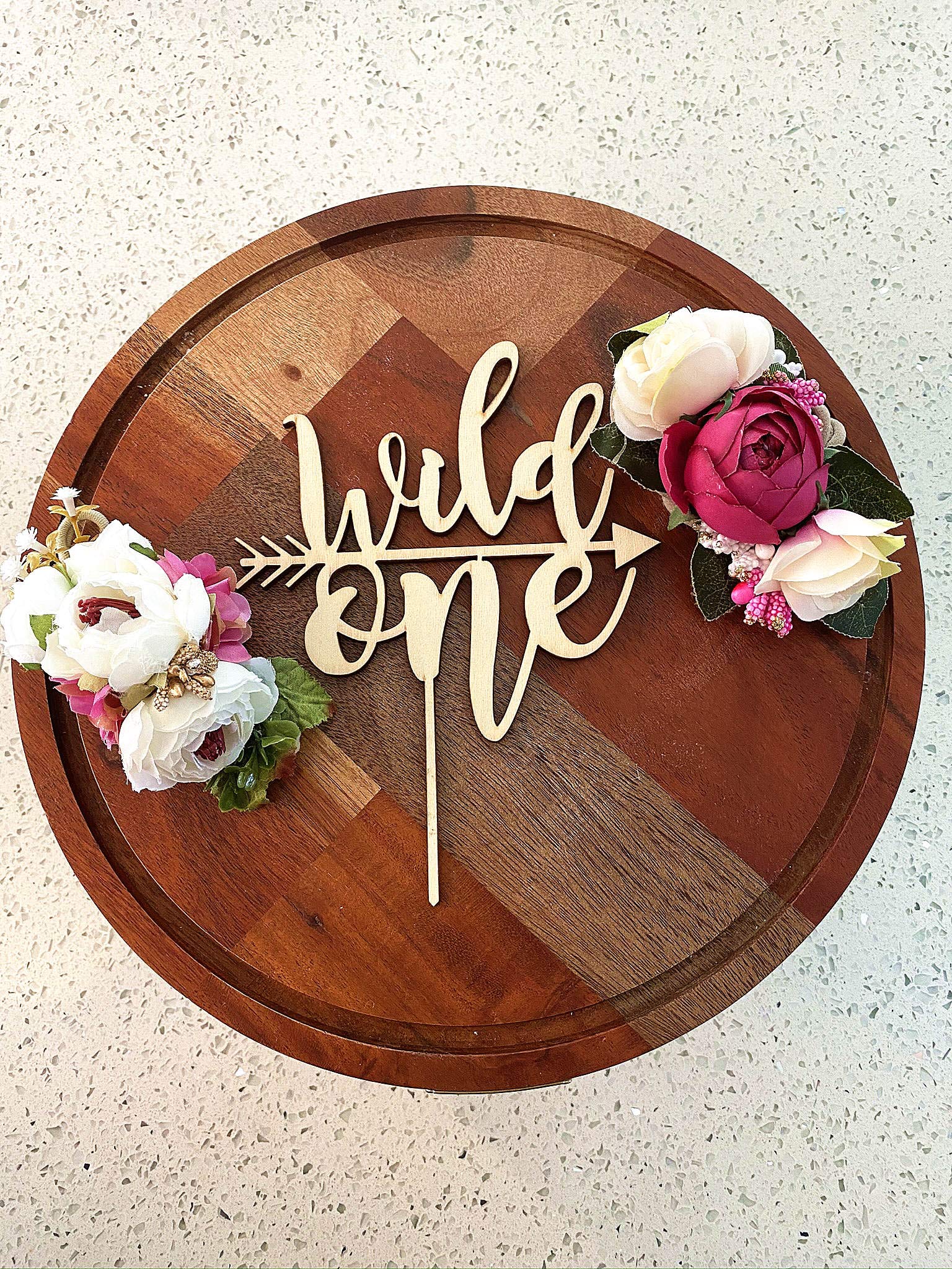 Rustic Wood Cake Topper for 1st Birthday | Wild One First Birthday Cake Decor | Smash Cake Topper for Baby's One Year Old Celebration | Perfect for Birthday Parties, Photo Props & Milestone Decorations