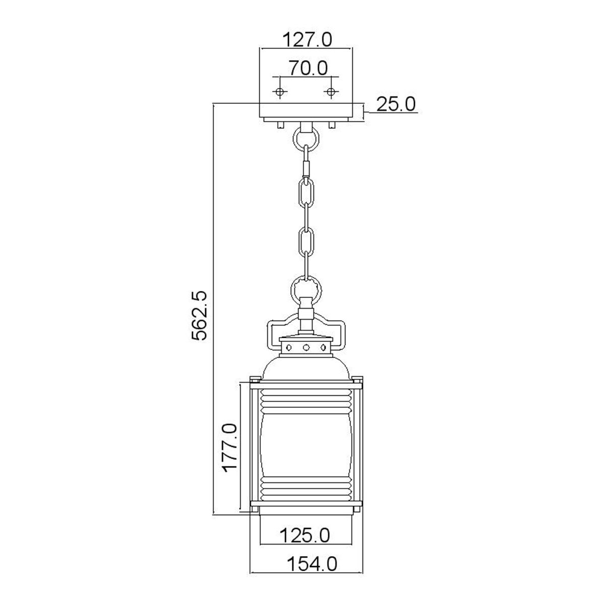 Ashland Bay 1 Light Small Chain Lantern - Burnished Bronze/Weathered Zinc Finish, IP44 Rated, E27 Socket - Perfect for Porch, Patio & Garden Lighting