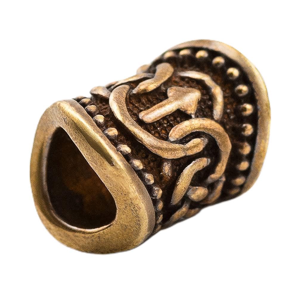 TECEUM Viking Rune Paracord Beads - Handmade Antique Brass Metal Charms for Jewelry Making, DIY Crafts, and Outdoor Survival Gear - Perfect for Bracelets, Keychains, and Backpack Accessories