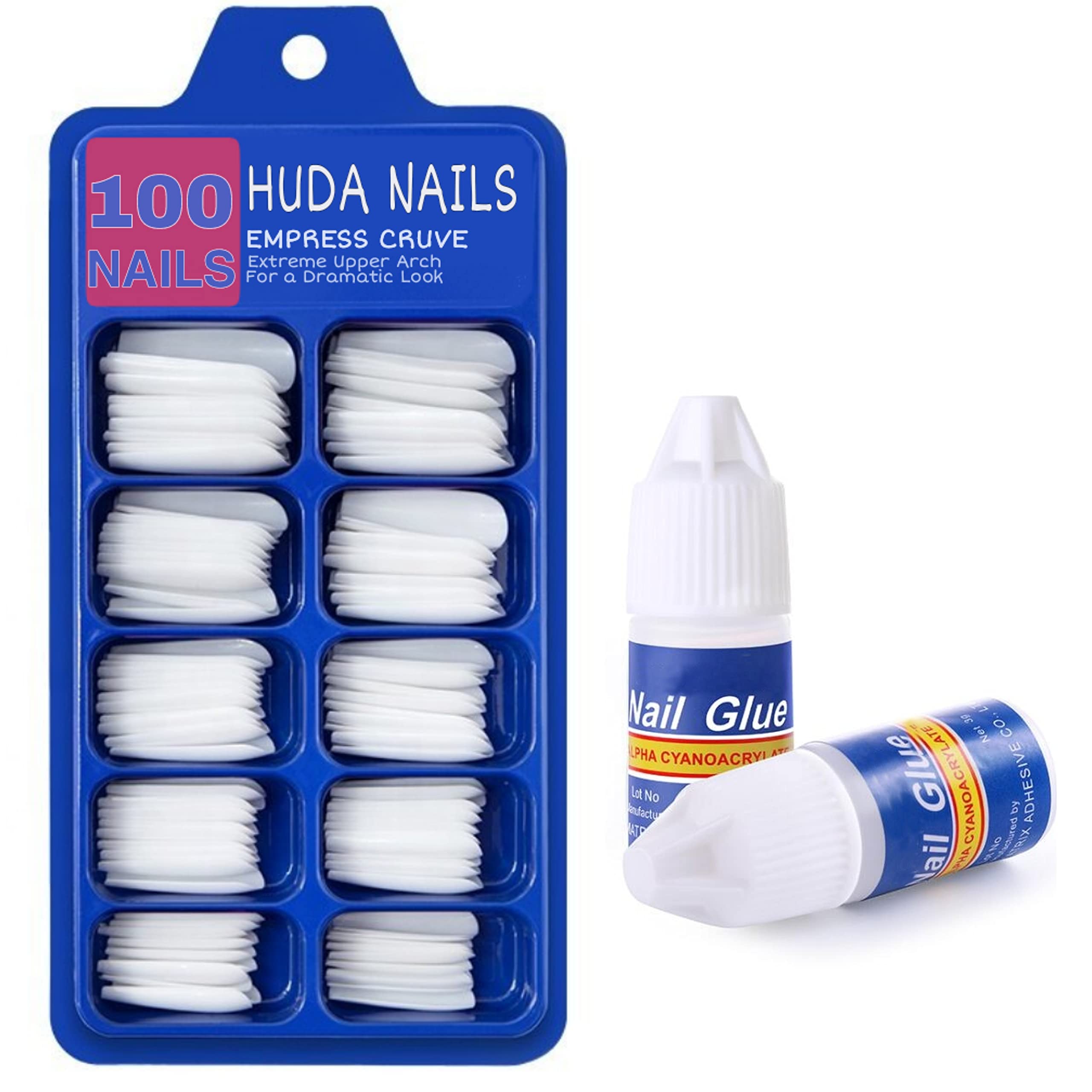 Huda Beauty Nail Art Kit for Girls - 100Pcs Natural Look Fake Nails Set with Nail Glue, 5 Dotting Pens & Long Lasting Pink Matte Nail Polish | DIY Manicure, Party Nails, Gift for Teens & Women