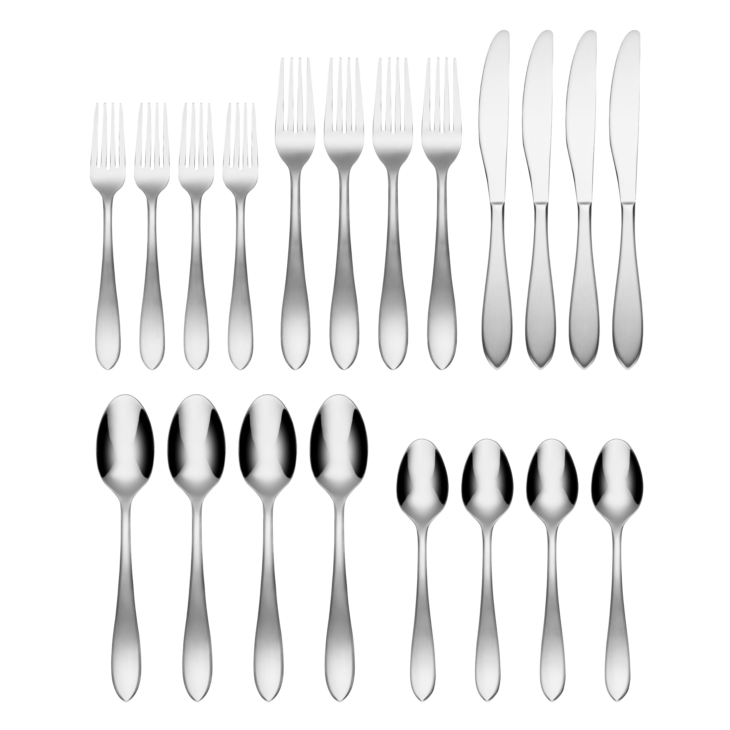 Delia 20-Piece Stainless Steel Flatware Set - Elegant Satin Mirror Finish - Perfect for Dining, Wedding Gifts & Home Decor