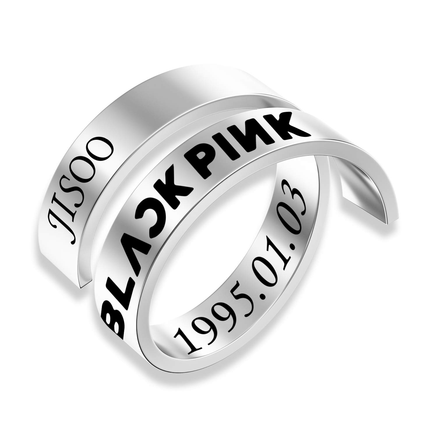 Blackpink Engraved Finger Ring - Custom Name & Birthday Gift for Kpop Fans, Blackpink Lovers - Perfect for Concerts, Birthdays & Kpop Collections