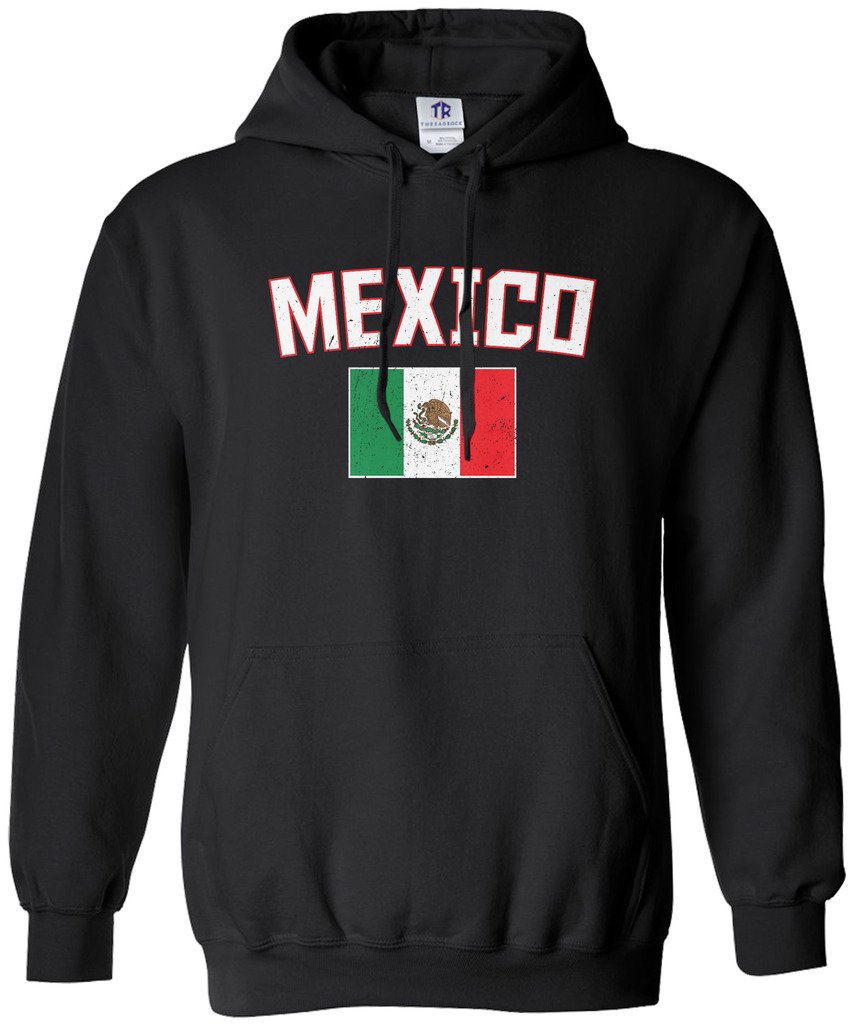 Threadrock Women's Mexico Flag Hoodie Sweatshirt - Soft Pullover with Embroidered Mexican Flag Design - Perfect for Cinco de Mayo, Hispanic Heritage Month & Casual Wear