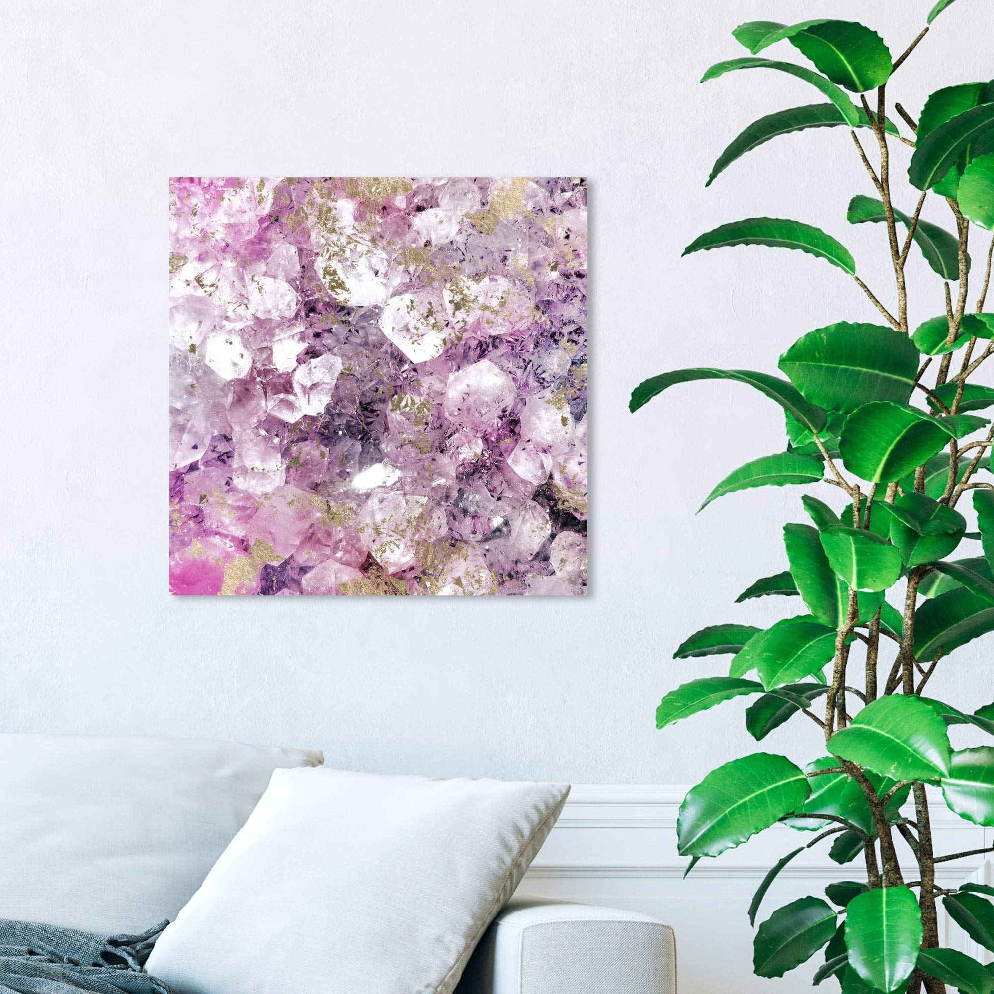 Oliver Gal Artist Co. 'Crystal Romance' Abstract Wall Art Canvas Print - 20x20 Inches, Purple & Gold Home Decor for Living Room, Bedroom & Office