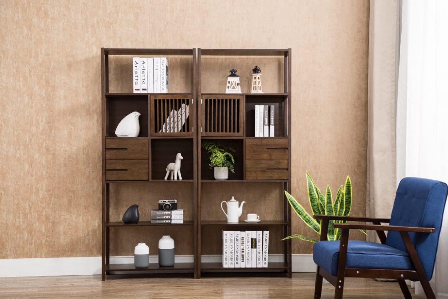 Boraam Selma Left Bookcase in Cappuccino - Stylish Wooden Bookshelf for Living Room, Bedroom & Office Storage