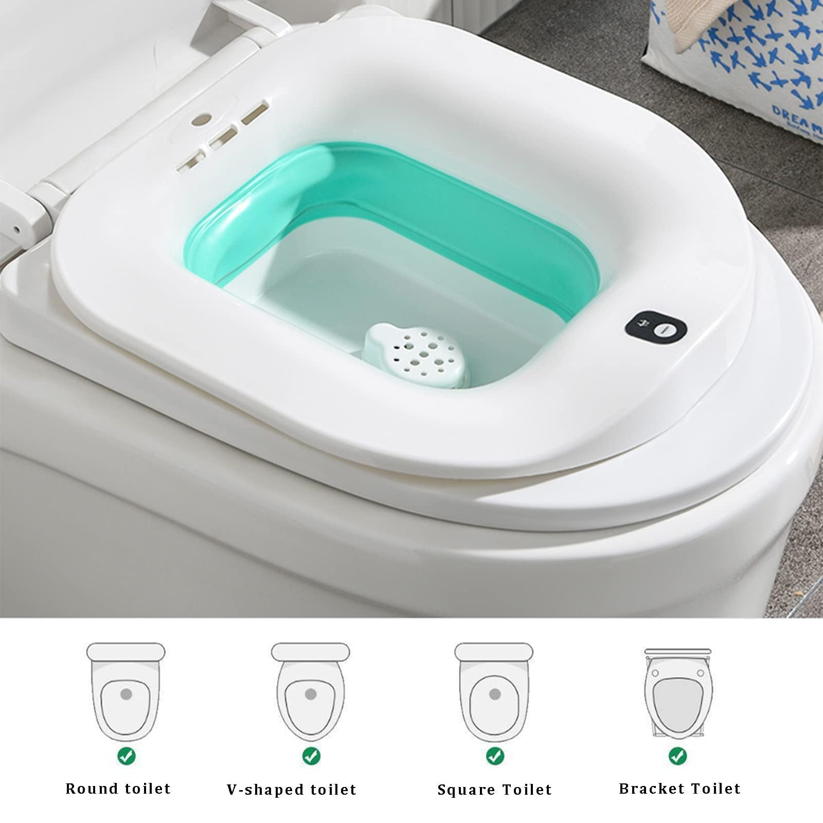 Electric Sitz Bath for Hemorrhoids & Postpartum Care - Foldable Heated Toilet Seat with Bubble Massage - Ideal for Pregnant Women & Elderly - Perfect for Post-Surgery Recovery & Home Comfort
