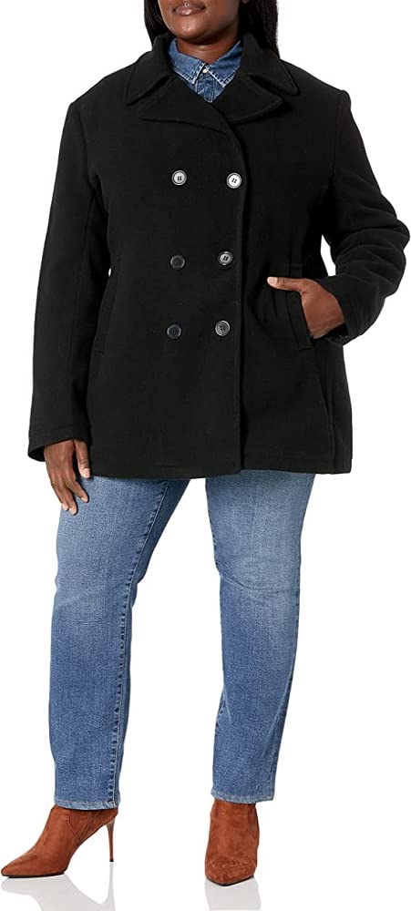 Women's Classic Wool Pea Coat - Warm Winter Double Breasted Trench Coat for Women - Perfect for Office, Dating & Outdoor Activities