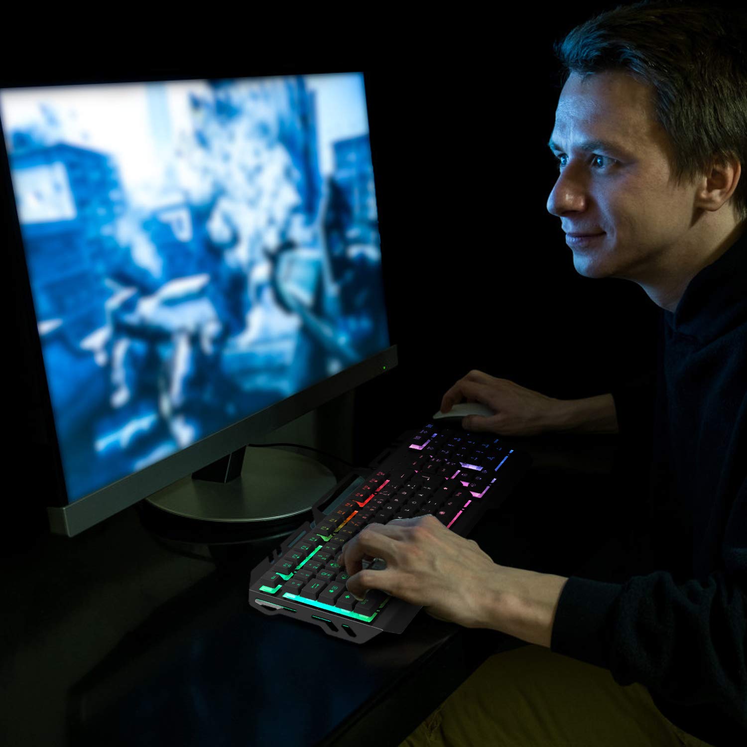 TedGem Wired Gaming Keyboard - All-Metal Panel, LED Backlit, Spill-Resistant, Designed for Windows Gamers, Perfect for Desktop Gaming and Office Use