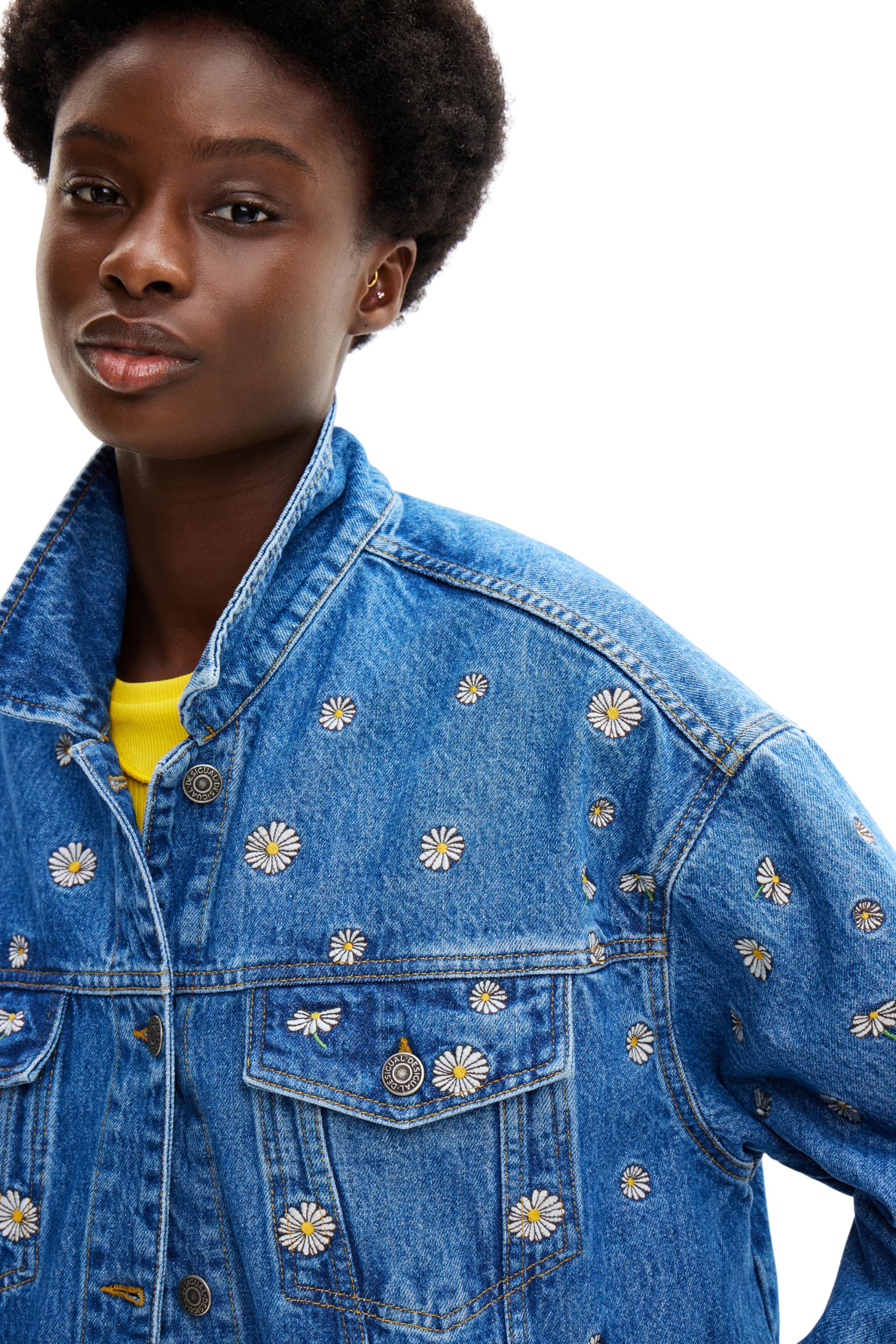 Desigual Women's Denim Trucker Jacket - Stylish Vintage Distressed Jean Jacket for Casual Outfits & Fall Layering | Perfect for Streetwear, Date Nights & Weekend Adventures