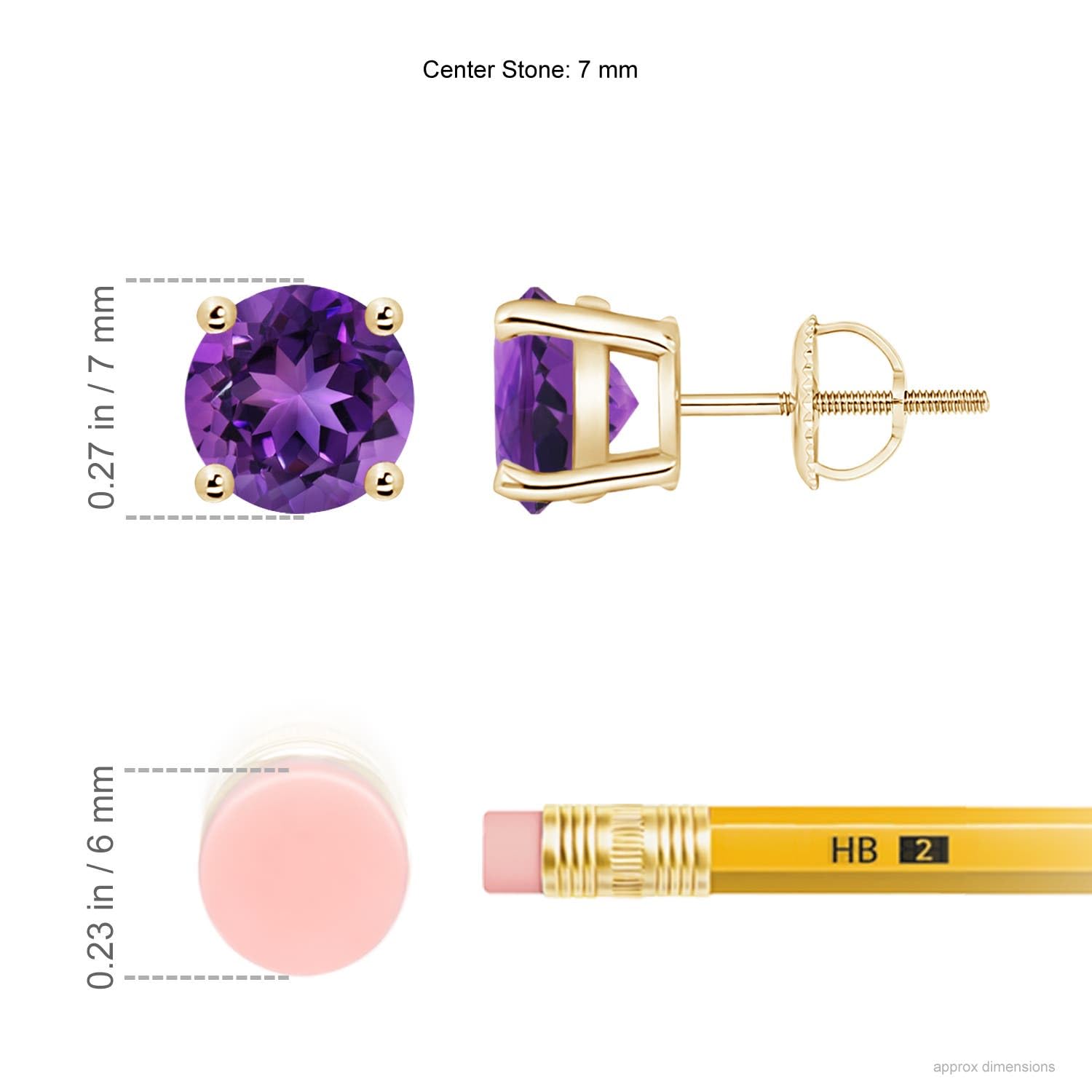 Natural Amethyst Stud Earrings in Sterling Silver, 14K Gold & Platinum | February Birthstone Jewelry for Women – Perfect for Birthdays, Anniversaries, Weddings & Special Occasions
