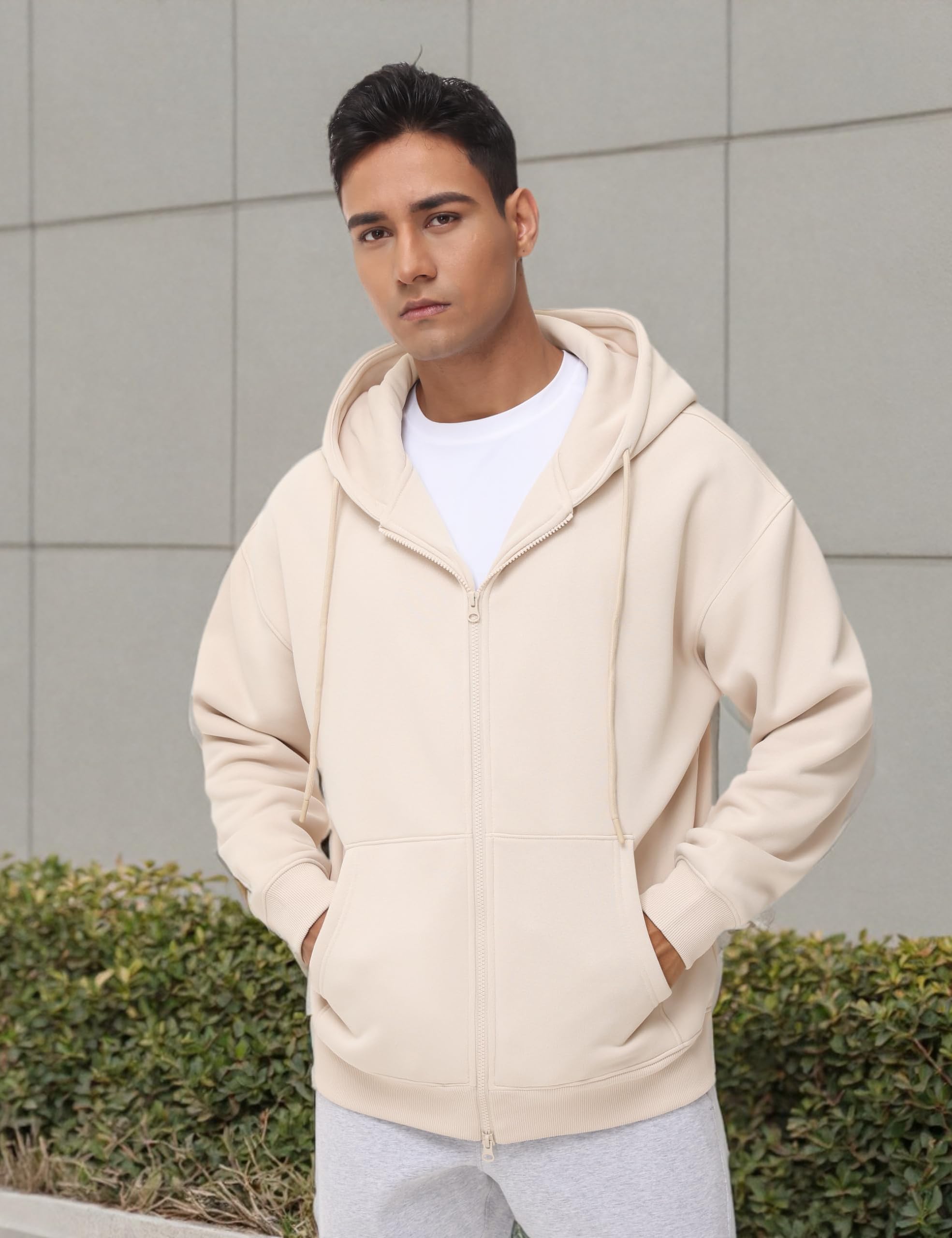 THE GYM PEOPLE Men's Full Zip Fleece Hoodie Jacket - Loose Fit Soft Sweatshirt with Pockets & Drawstring - Comfortable Workout Hoodie for Gym, Running, and Casual Wear