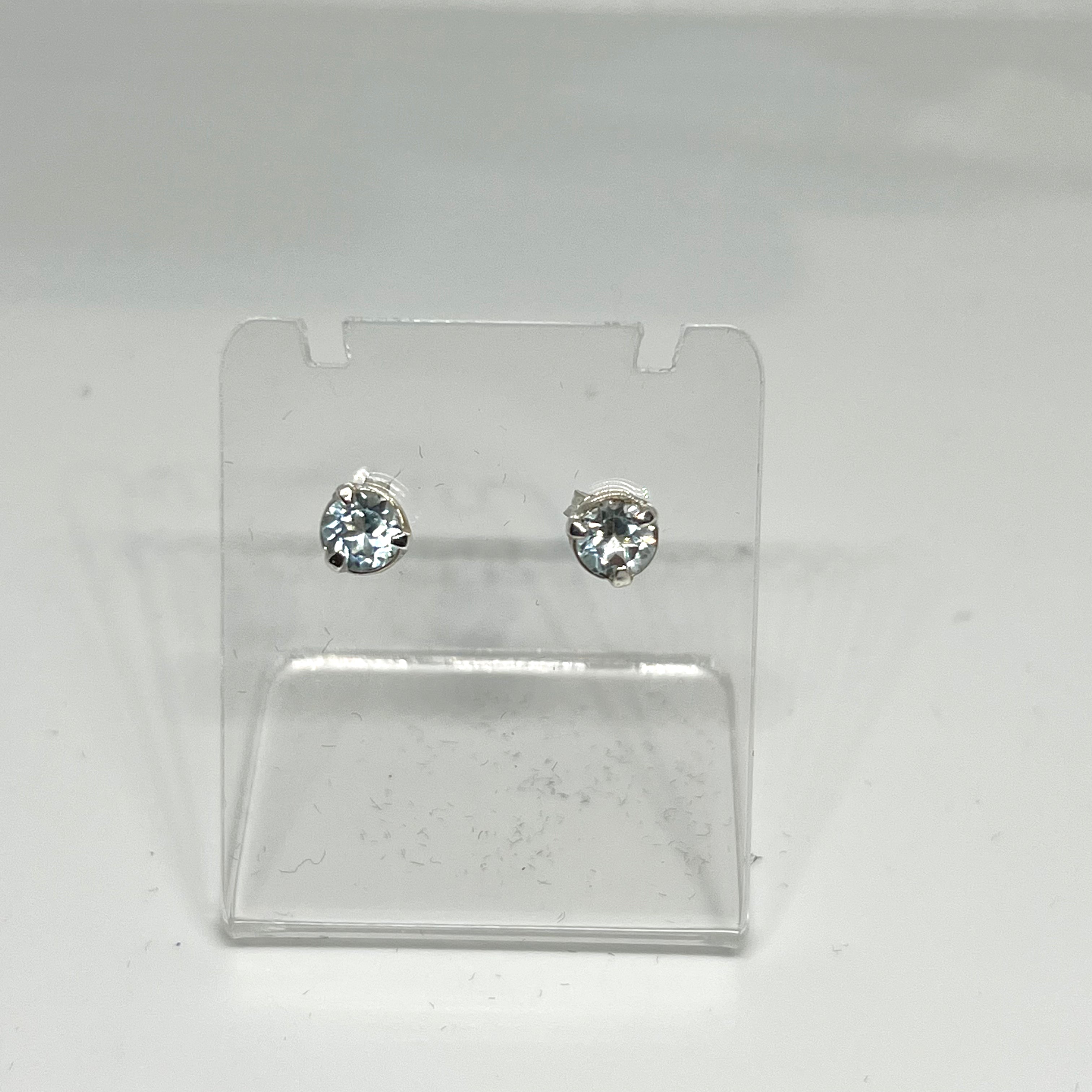 5mm Round Faceted Gemstone Stud Earrings - 3 Claw Set for Women, Elegant & Durable Jewelry Gift for Daily Wear, Parties & Special Occasions