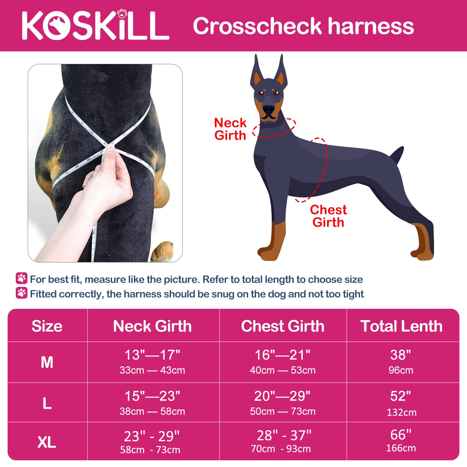 Rechargeable LED Dog Harness with Reflective Strips - Glow in The Dark Light Up Vest for Night Walking (Pink) - Perfect for Evening Walks, Jogging & Outdoor Adventures with Your Pet