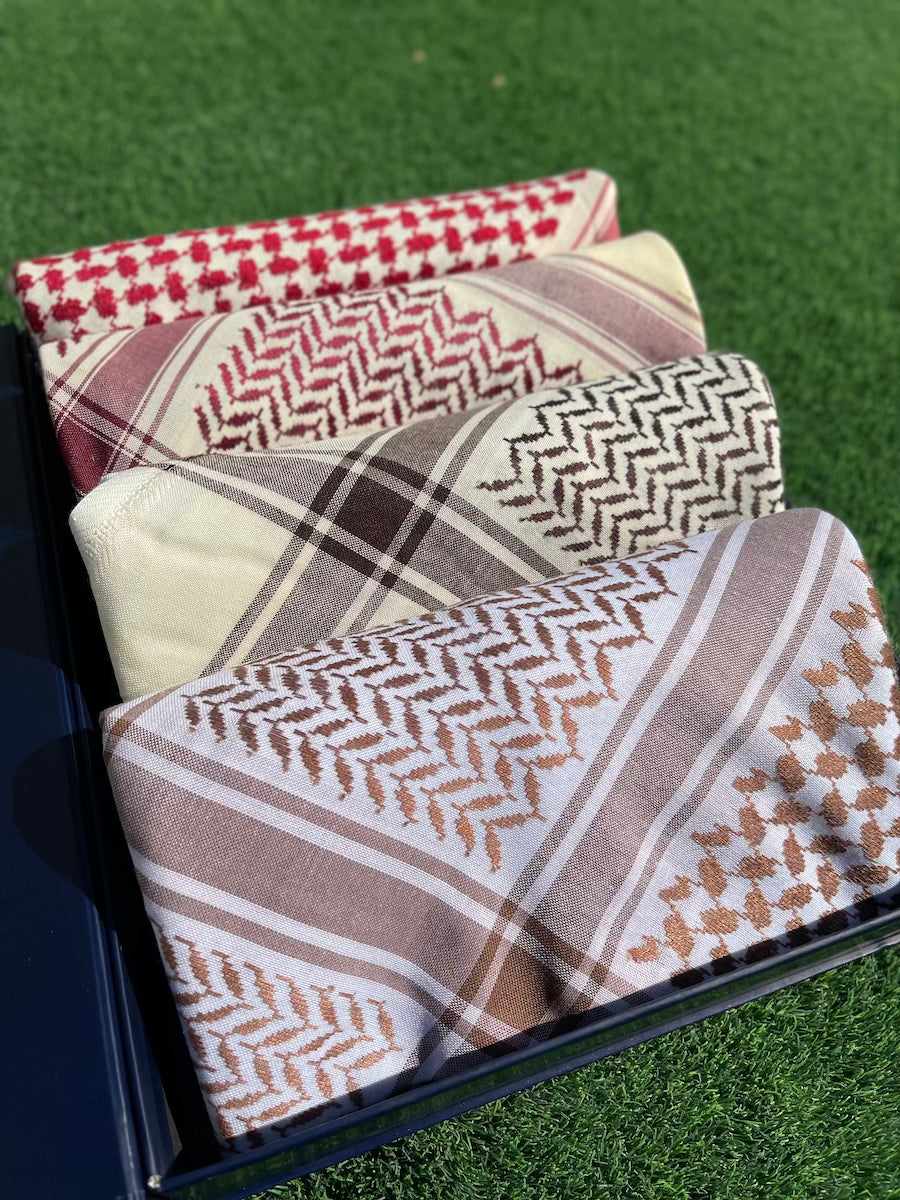 Premium Winter Shemagh & Keffiyeh Scarf Set - Crimson Dunes Pattern - Warm Arabic Head Wrap for Men & Women - Perfect for Cold Weather, Outdoor Adventures & Fashion Accessories
